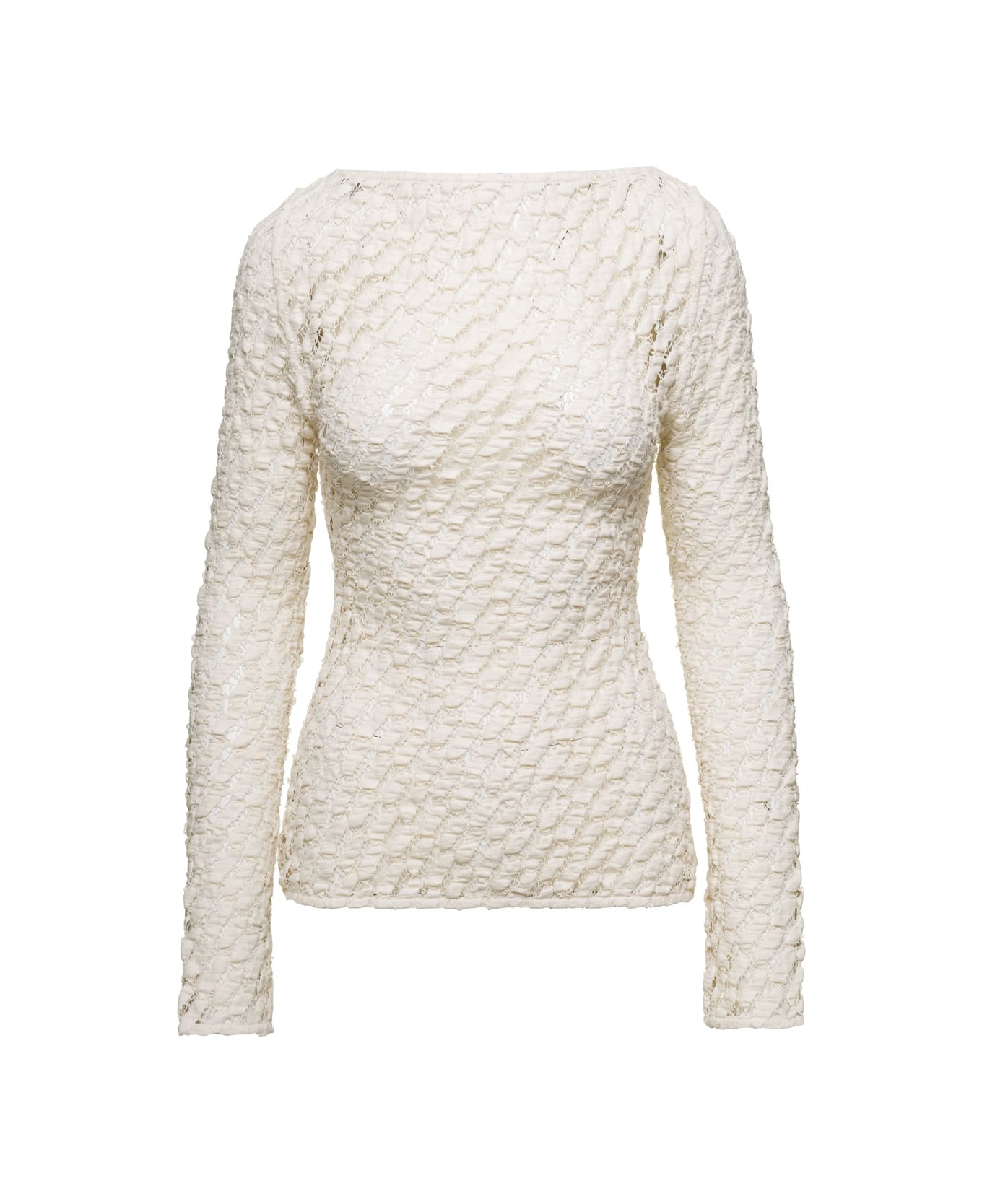 Róhe Beige Sweater With Boat Neckline In Cotton Blend Woman - White