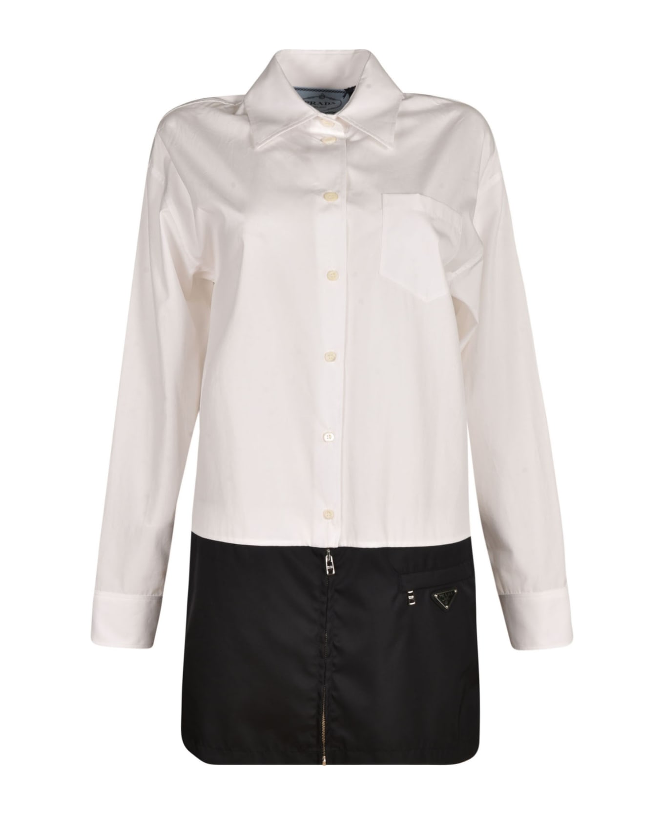 Prada Buttoned Shirt Dress - White/Black シャツ