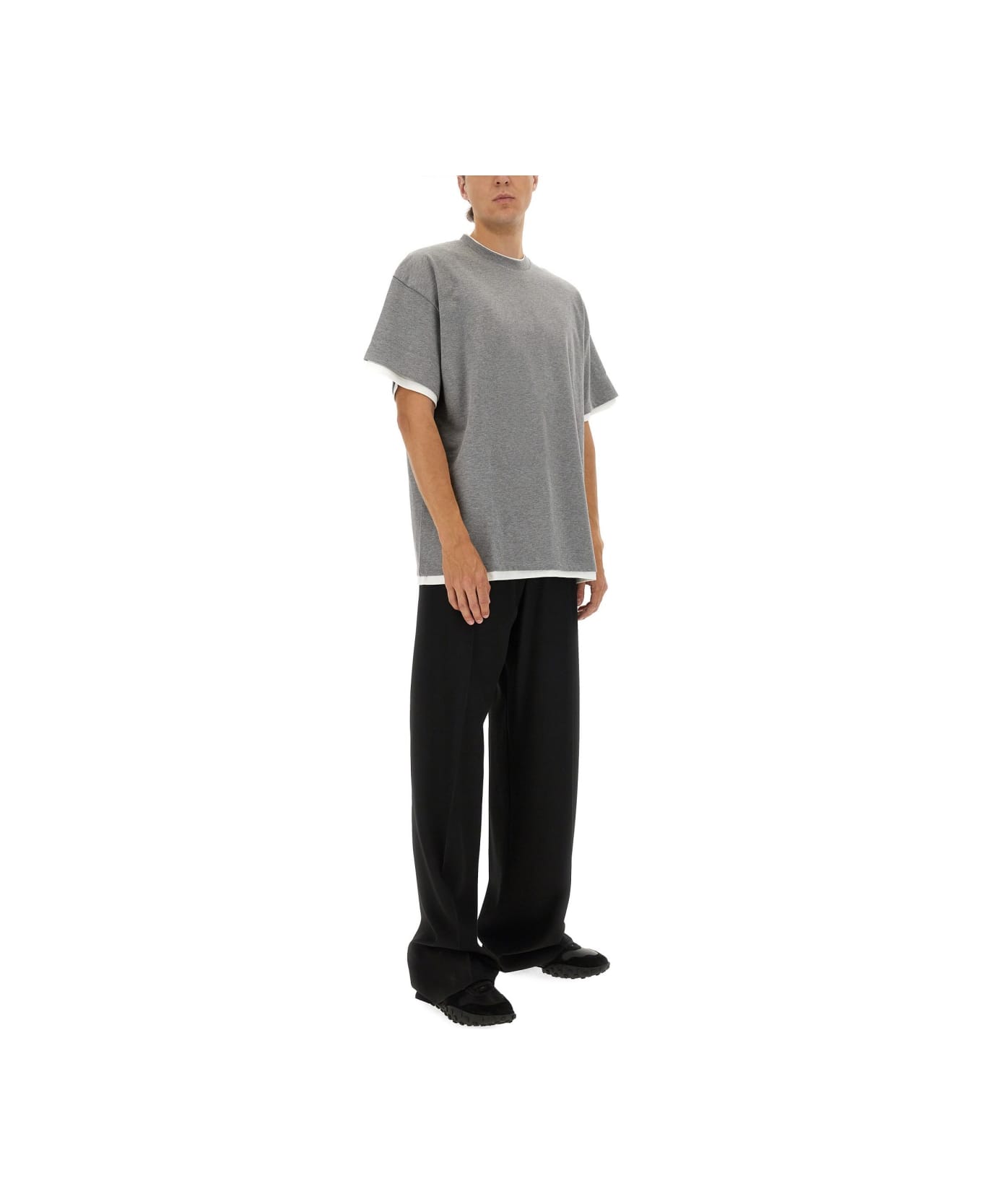 Jil Sander Double Layer Cotton T-shirt - GREY