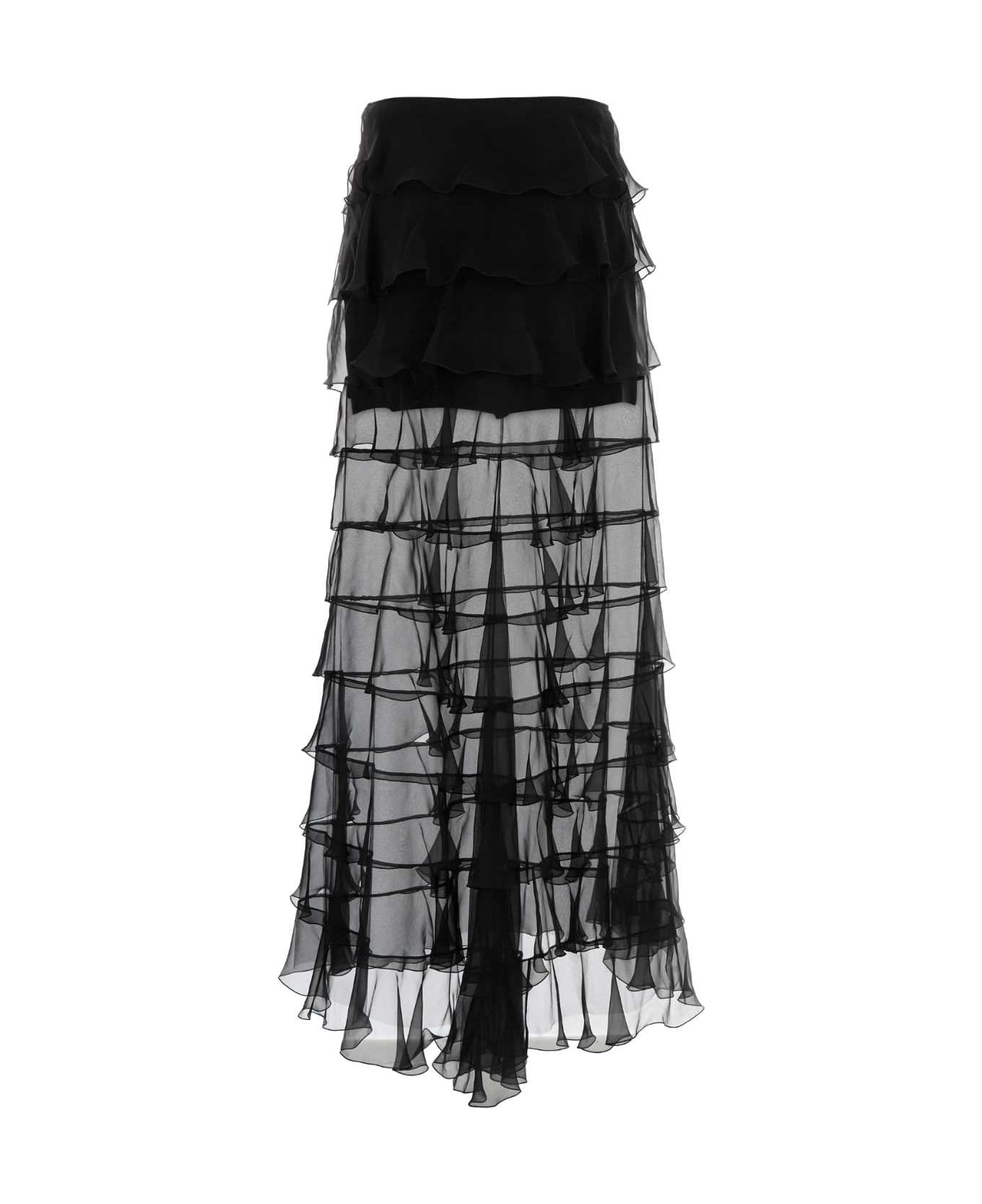 Valentino Garavani Black Chiffon Skirt - NERO