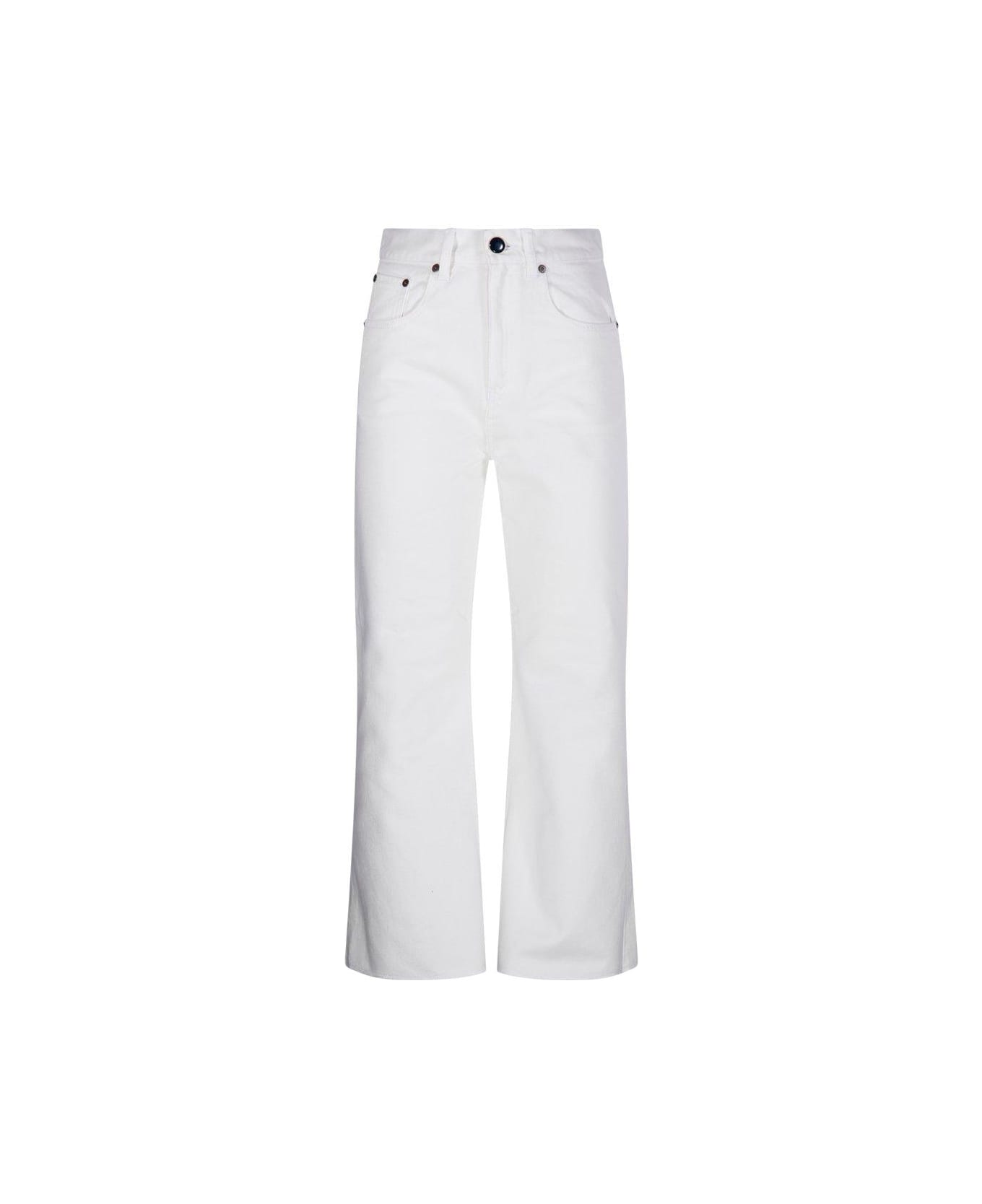Victoria Beckham Logo-patch Bootcut Jeans - Washed White