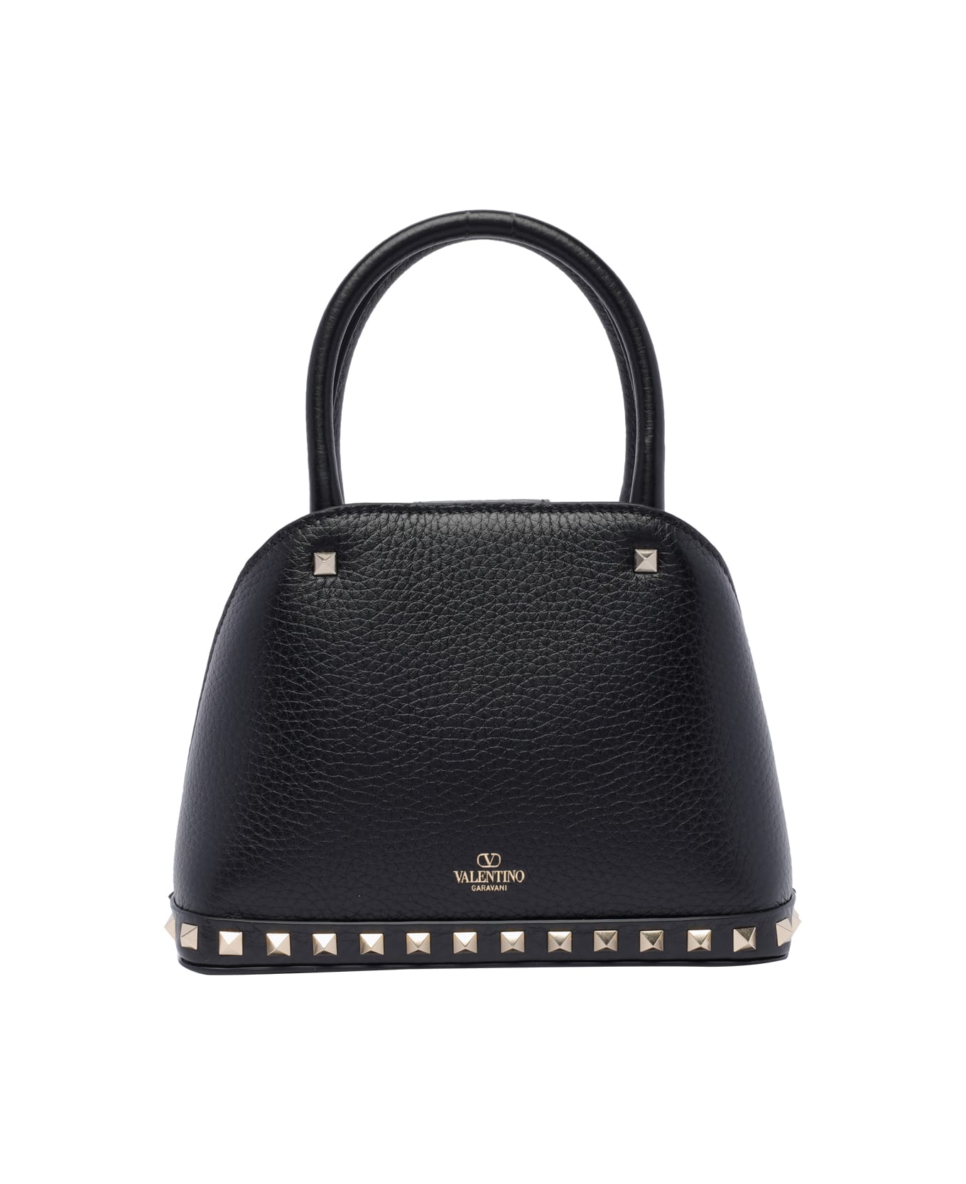 Valentino Garavani Small Rockstud Handle Bag - Black