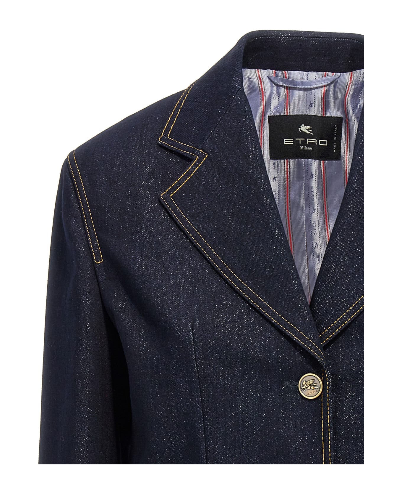 Etro Single-breasted Denim Blazer - Blue