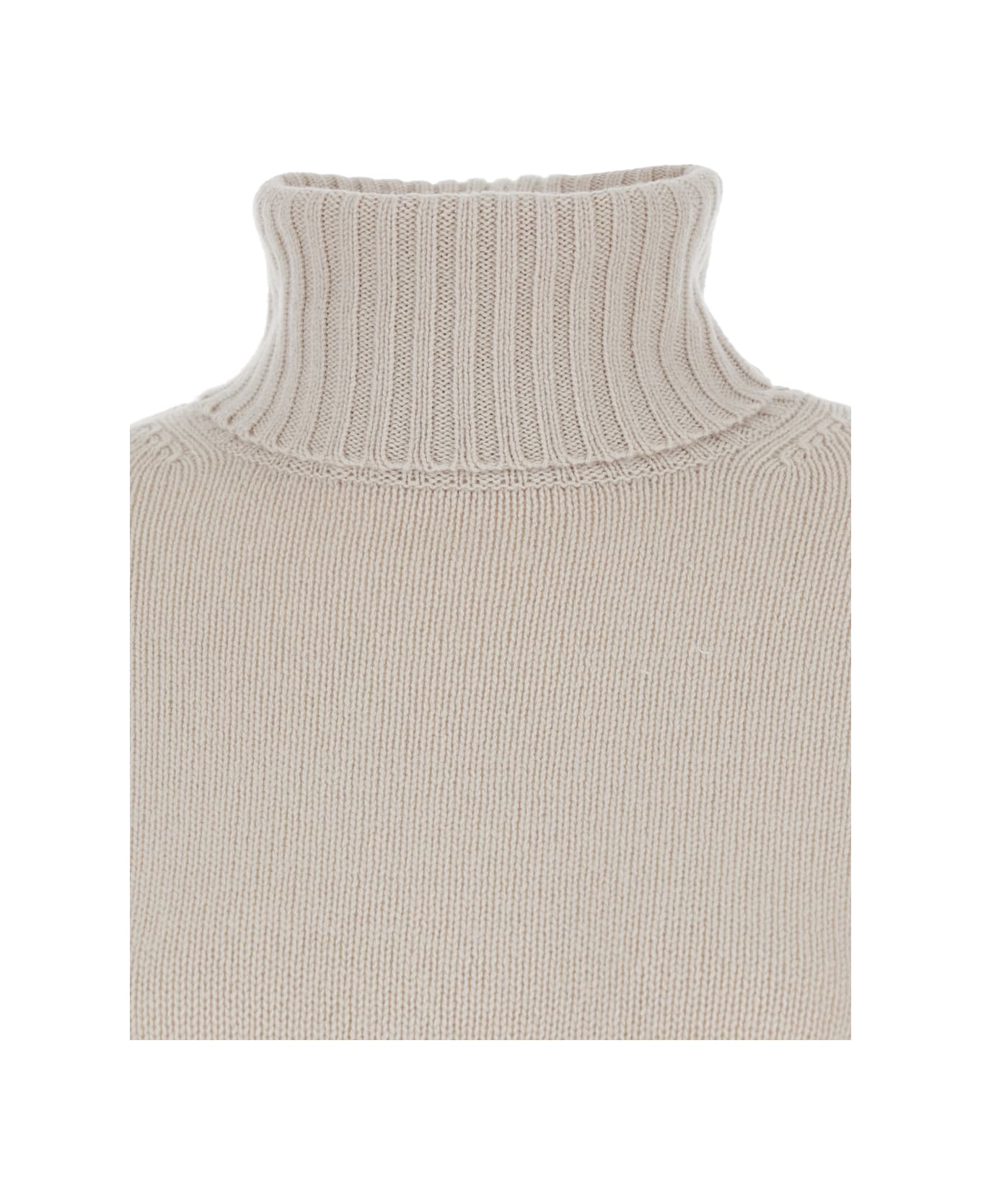 Allude Beige High Neck Sweater In Wool And Cashmere Woman - Beige