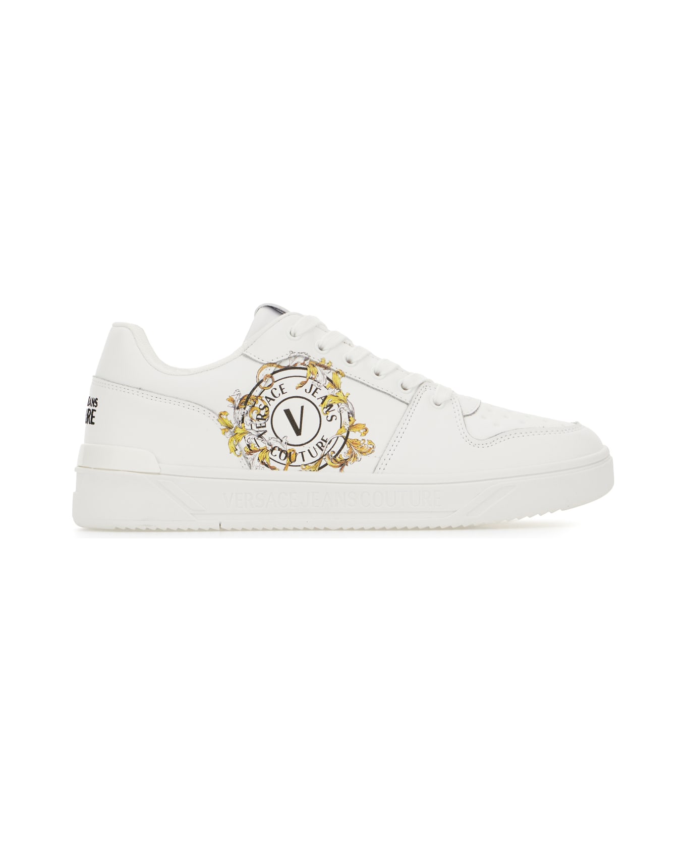 Versace Jeans Couture White Leather And Fabric Sneakers - WHITE