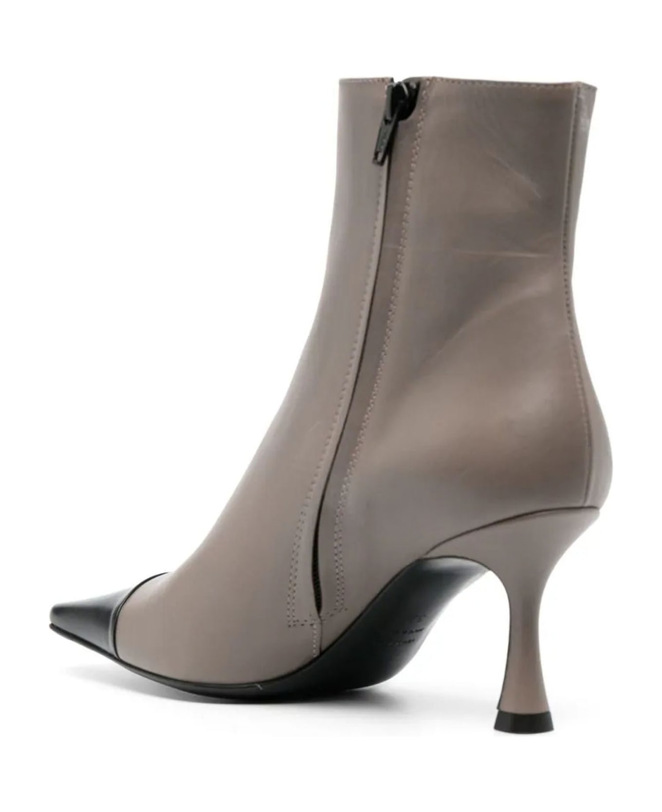 Roberto Festa Taupe Grey Calf Leather Fanny Ankle Boots - Stone Nero ブーツ