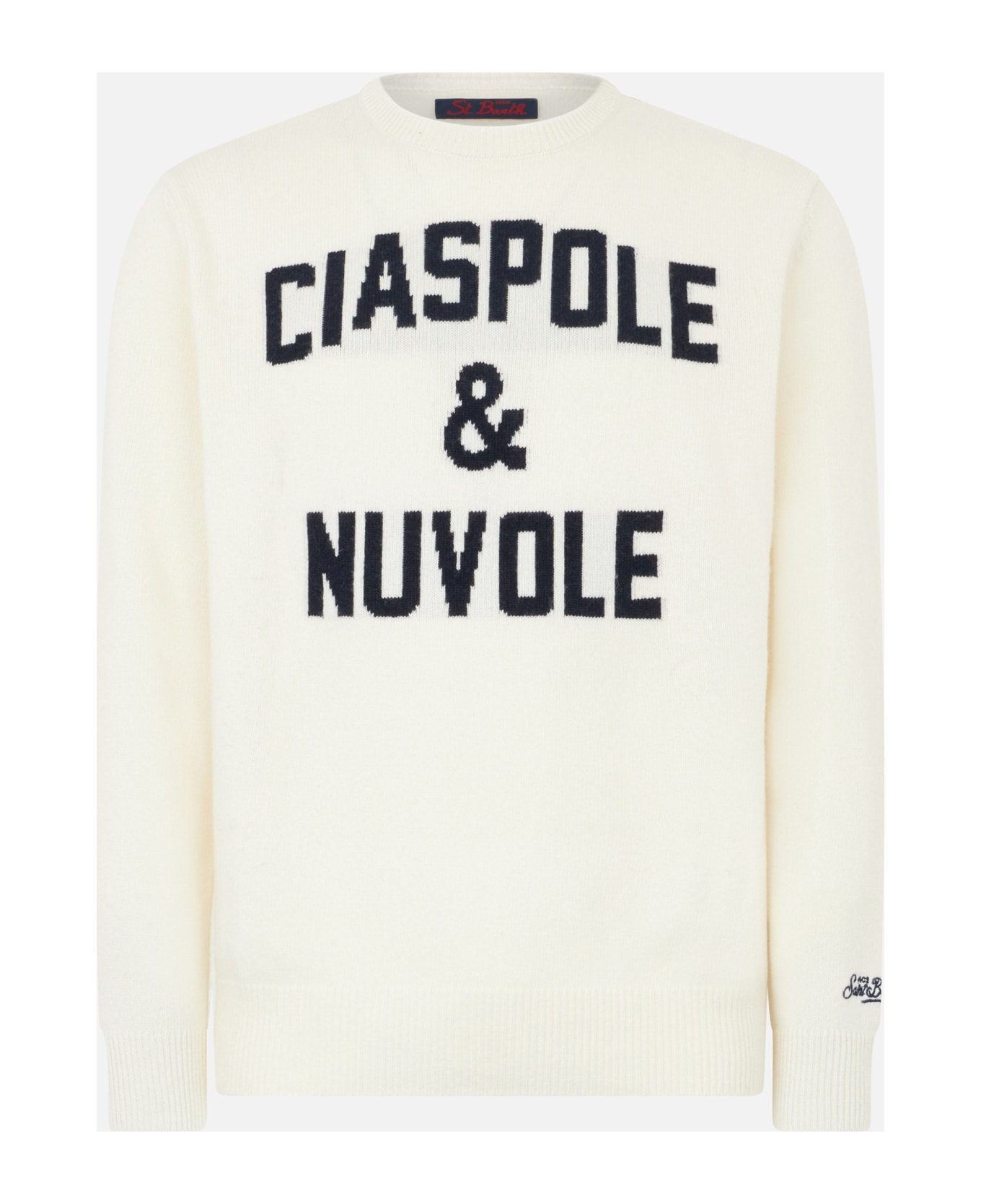 MC2 Saint Barth Man Sweater With Ciaspole E Nuvole Print - WHITE