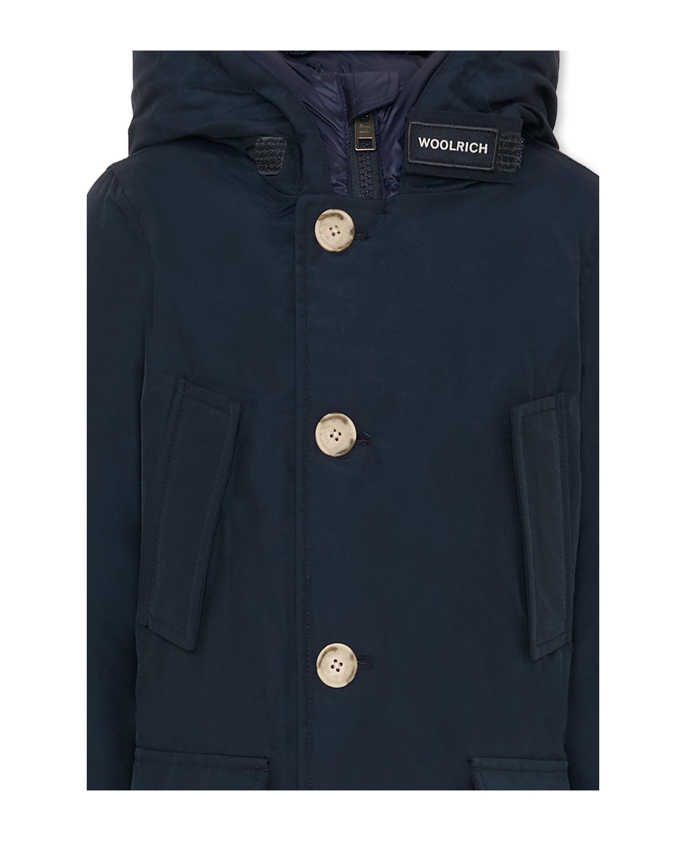 Woolrich Blue Arctic Parka For Boy With Logo - Blue