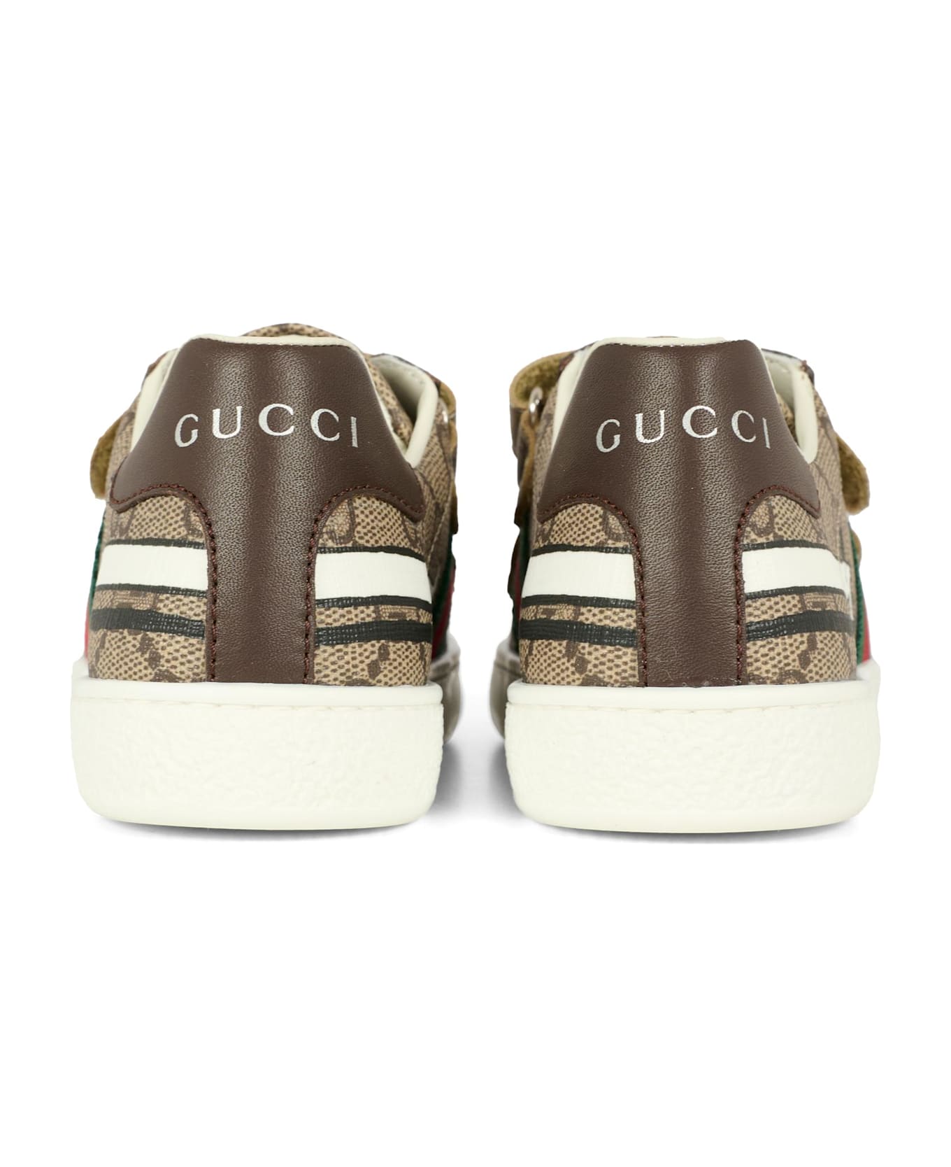 Gucci Beige Ace Sneakers For Kids With Dog - Beige