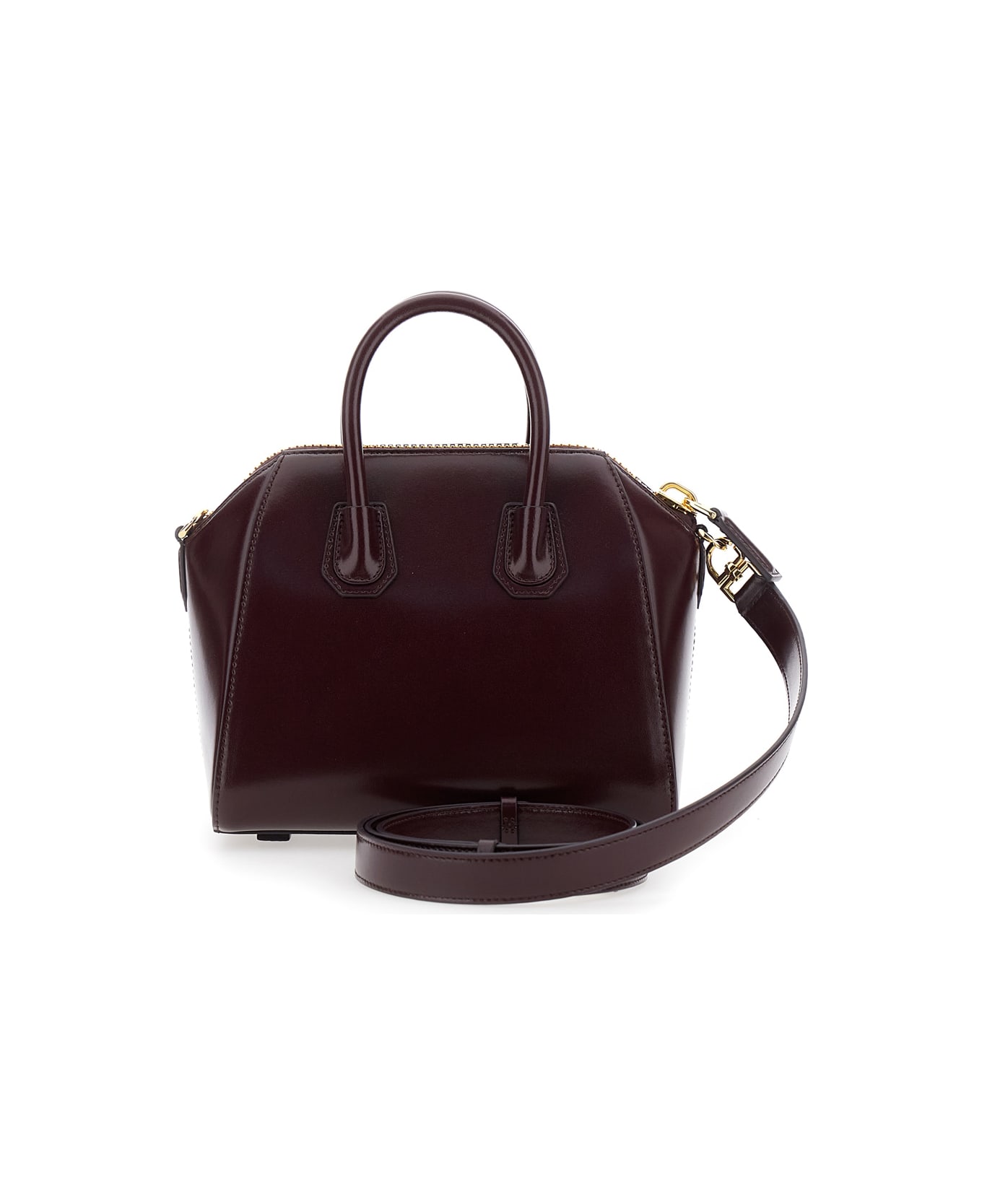 Givenchy 
antigona Small
 Bordeaux Handbag With Laminated Logo In Hammered Leather Woman - Bordeaux