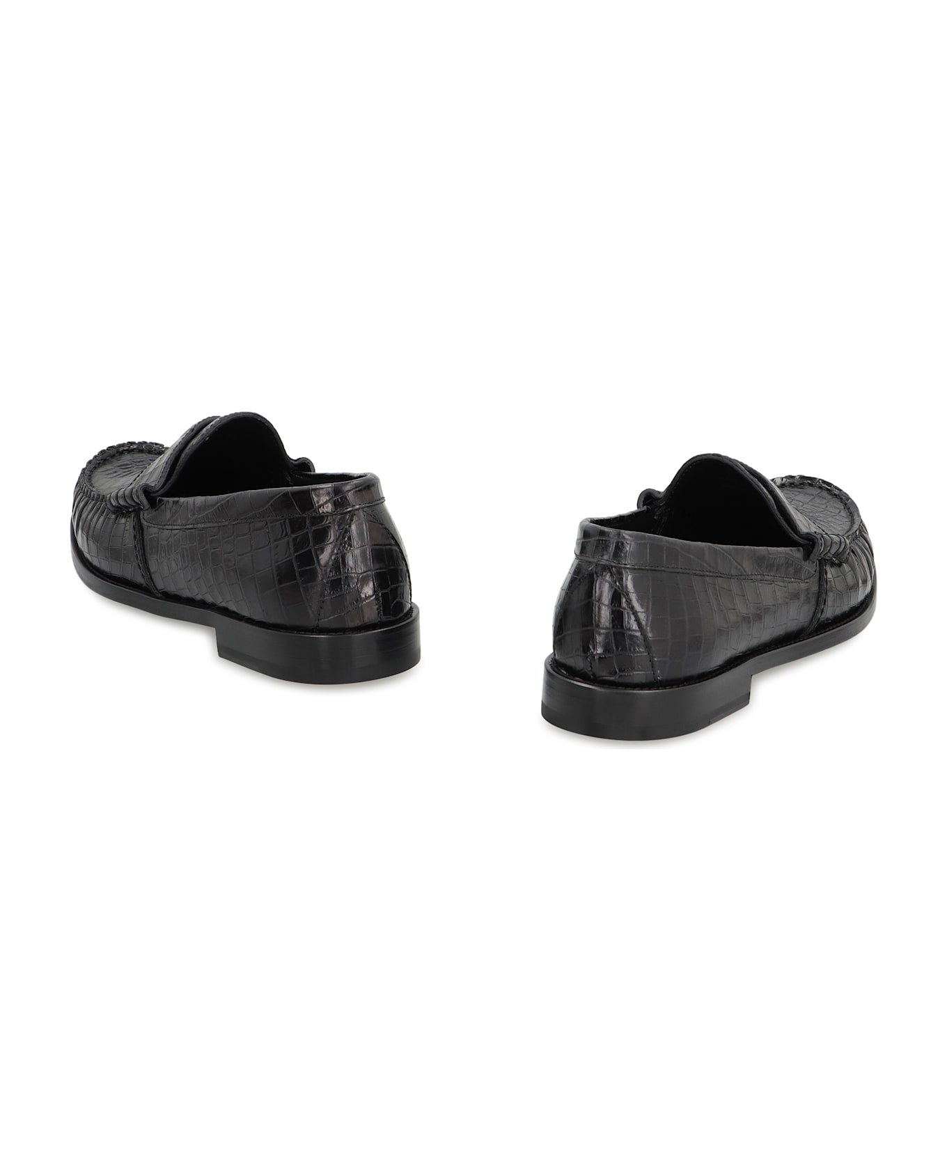Rhude Printed Leather Loafers - black