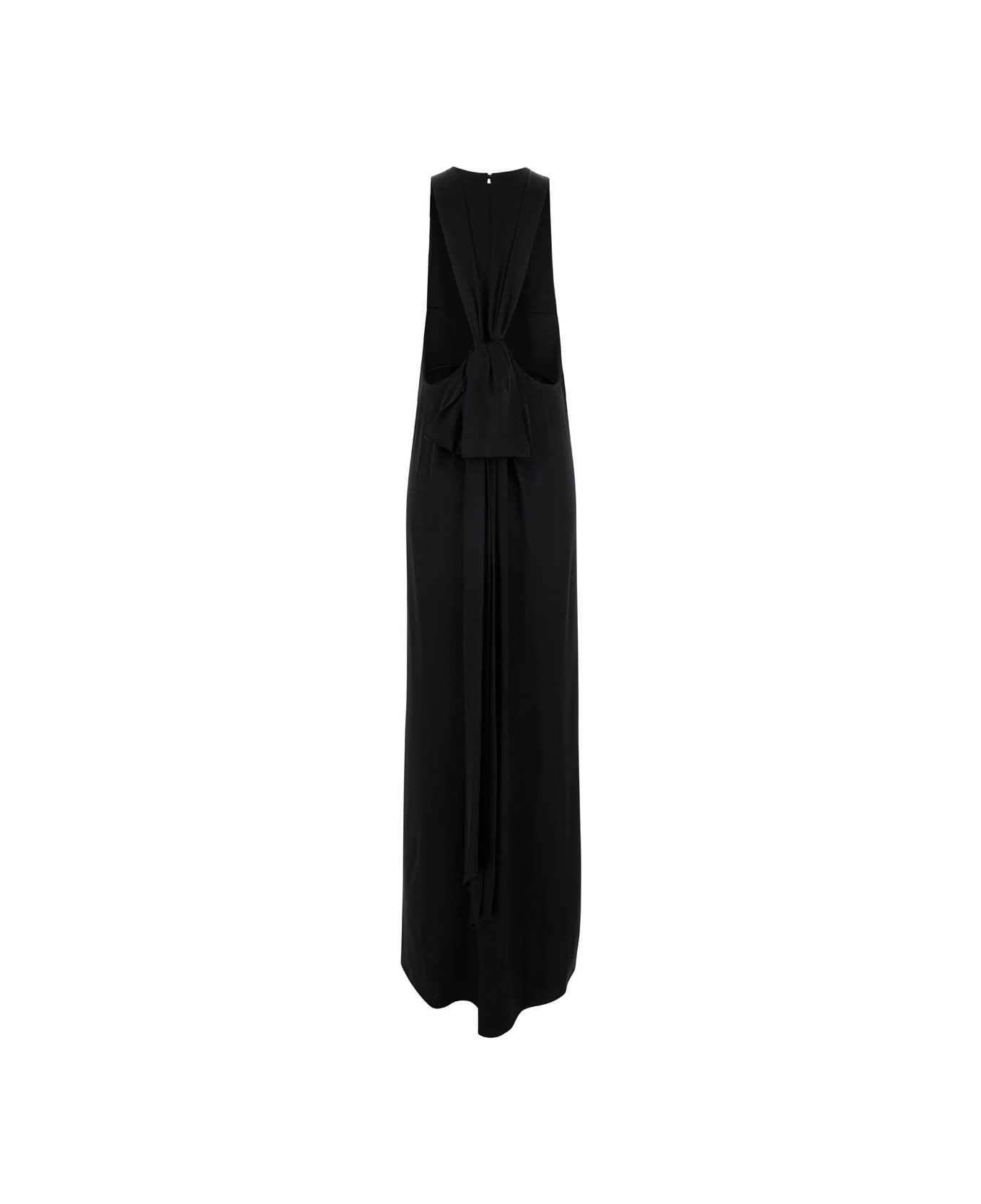 Saint Laurent Black Back-tie Dress In Satin Crepe Woman - Black