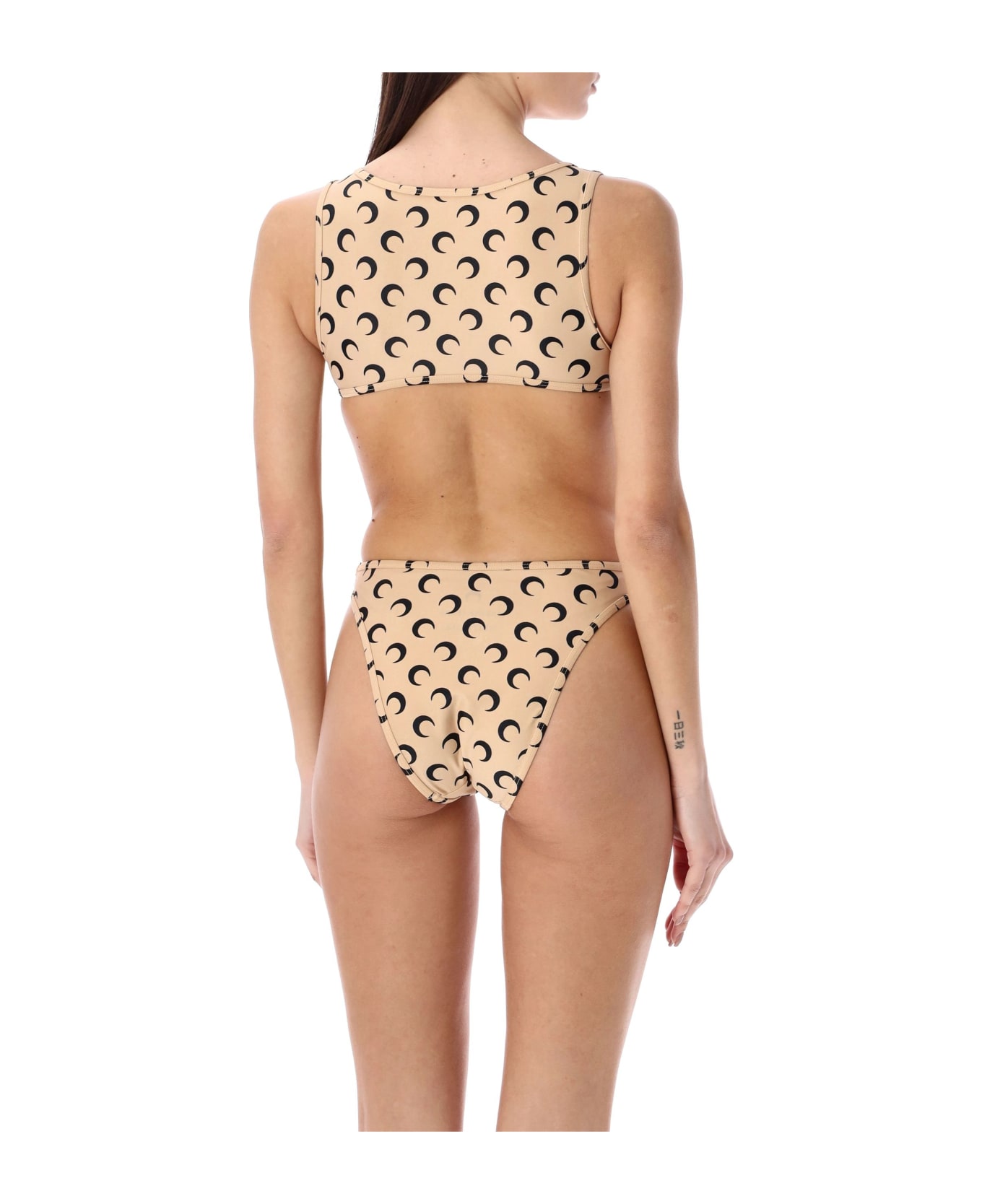 Marine Serre All-over Moon One-piece Swimsuit - TAN