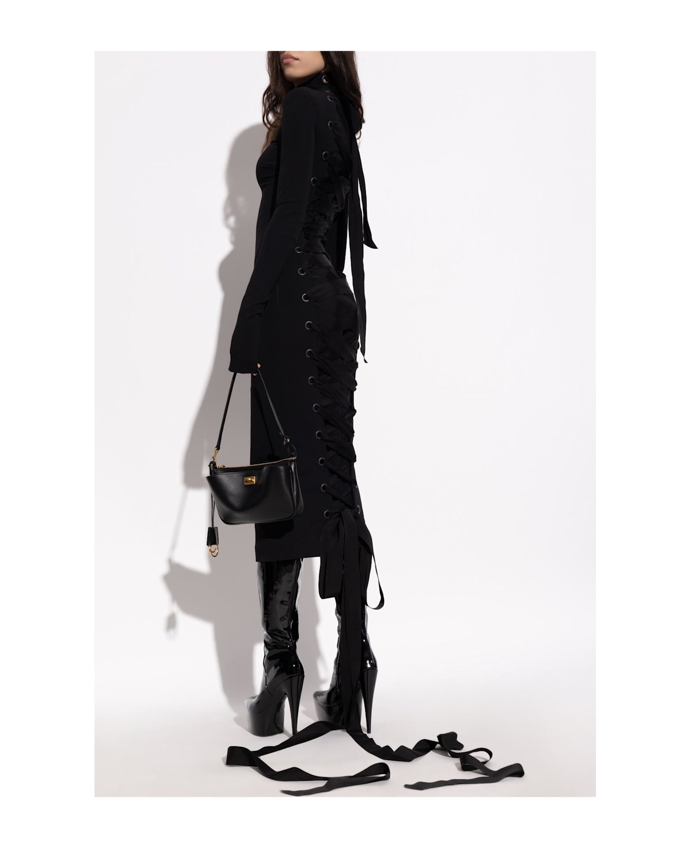 Balenciaga Dress With Stand-up Collar - Black