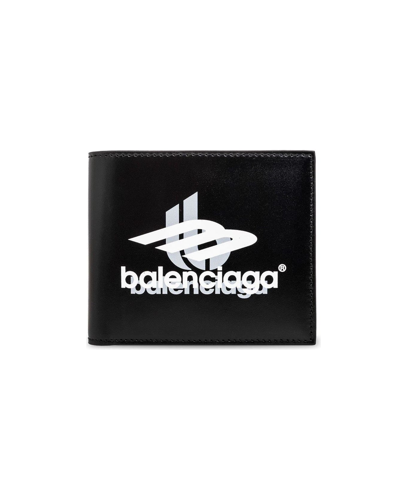 Balenciaga Logo Printed Bifold Wallet - BLACK