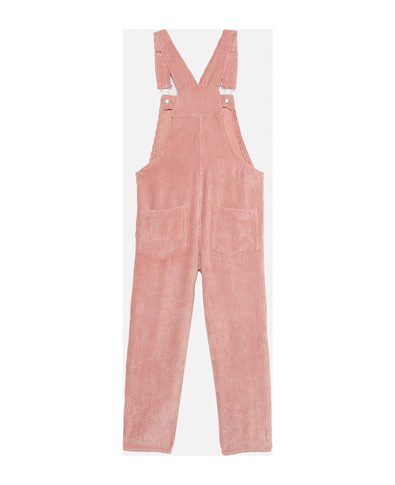 MC2 Saint Barth Girl Pink Corduroy Salopette With St. Barth Embroidery - PINK