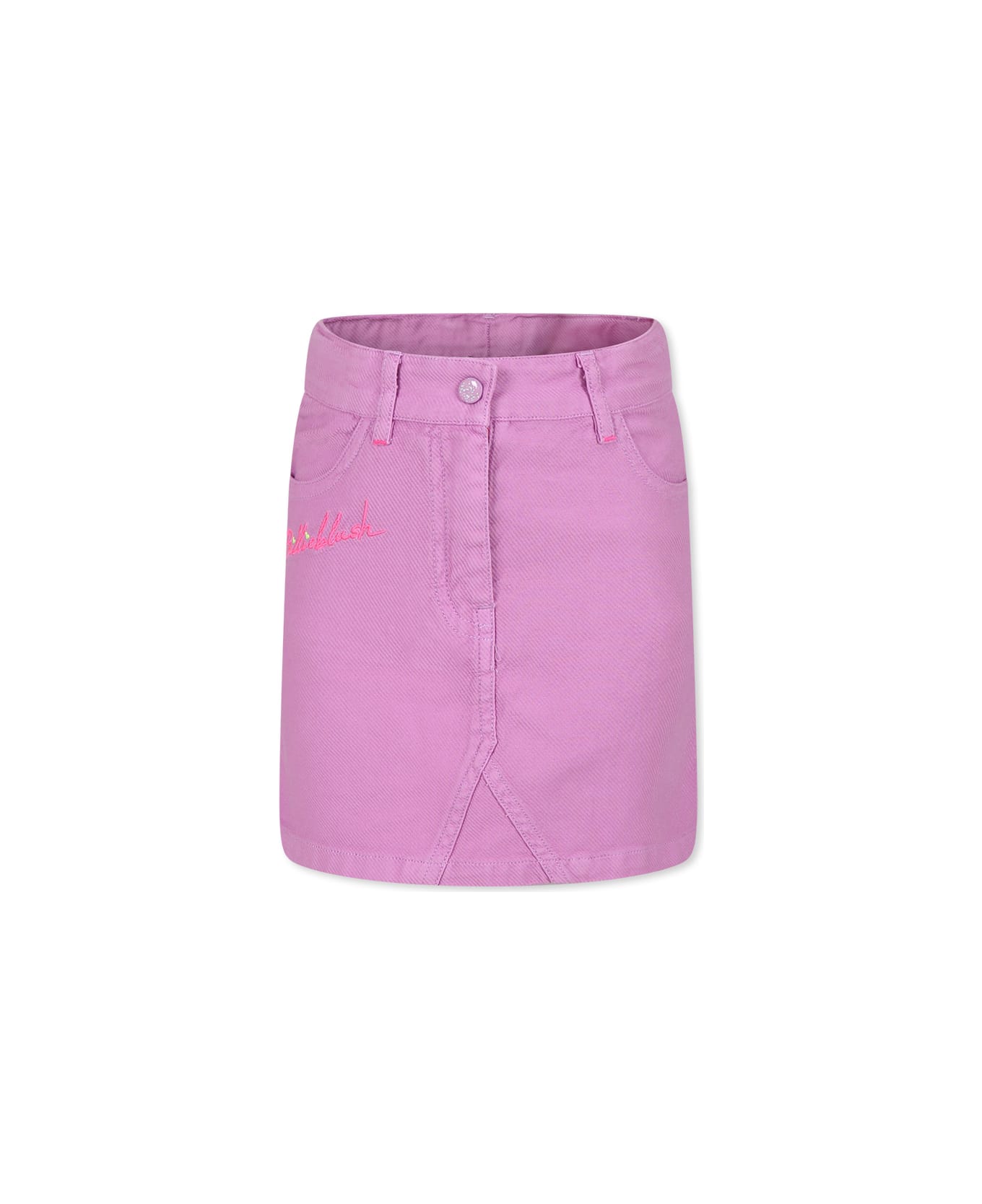 Billieblush Purple Skirt For Girl With Logo - Pink