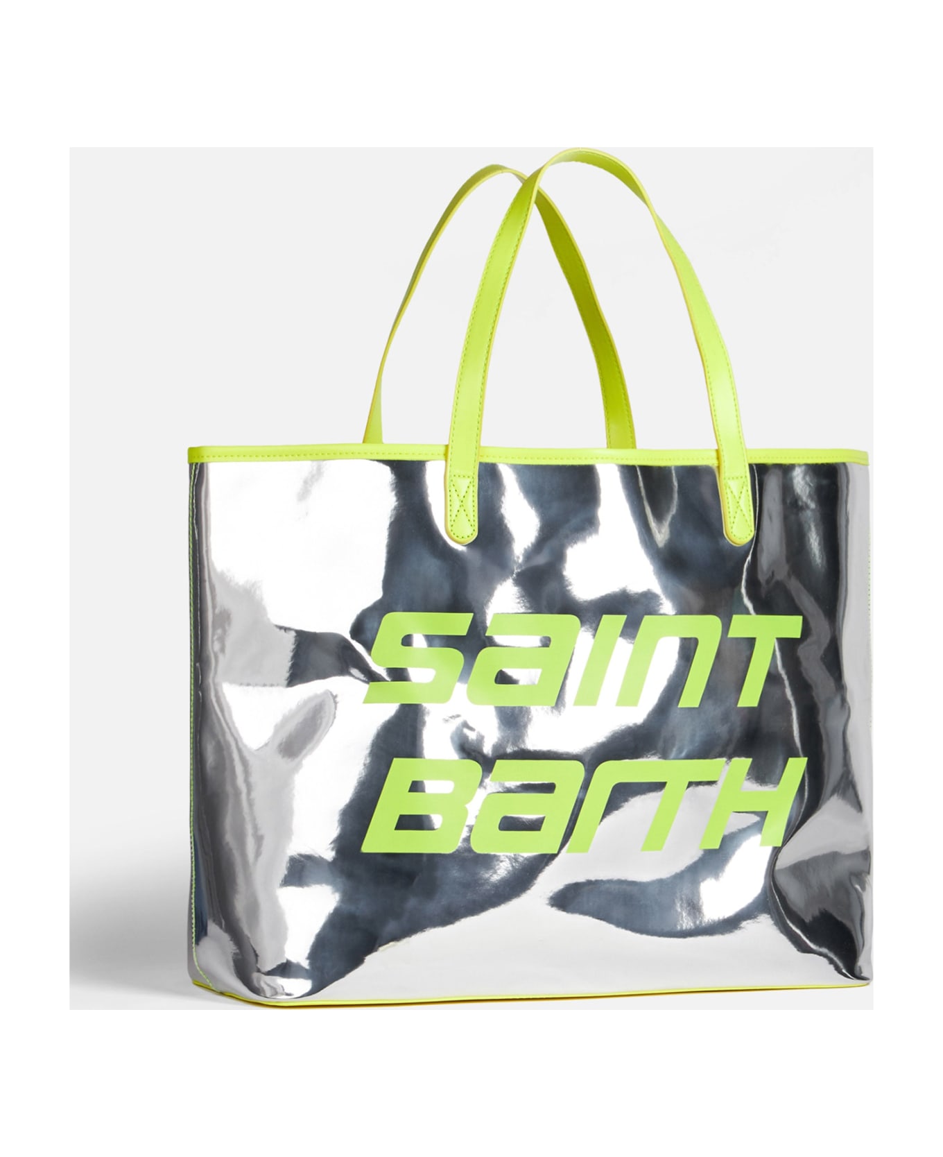 MC2 Saint Barth Silver Reflex Bag With Fluo Yellow Details - YELLOW