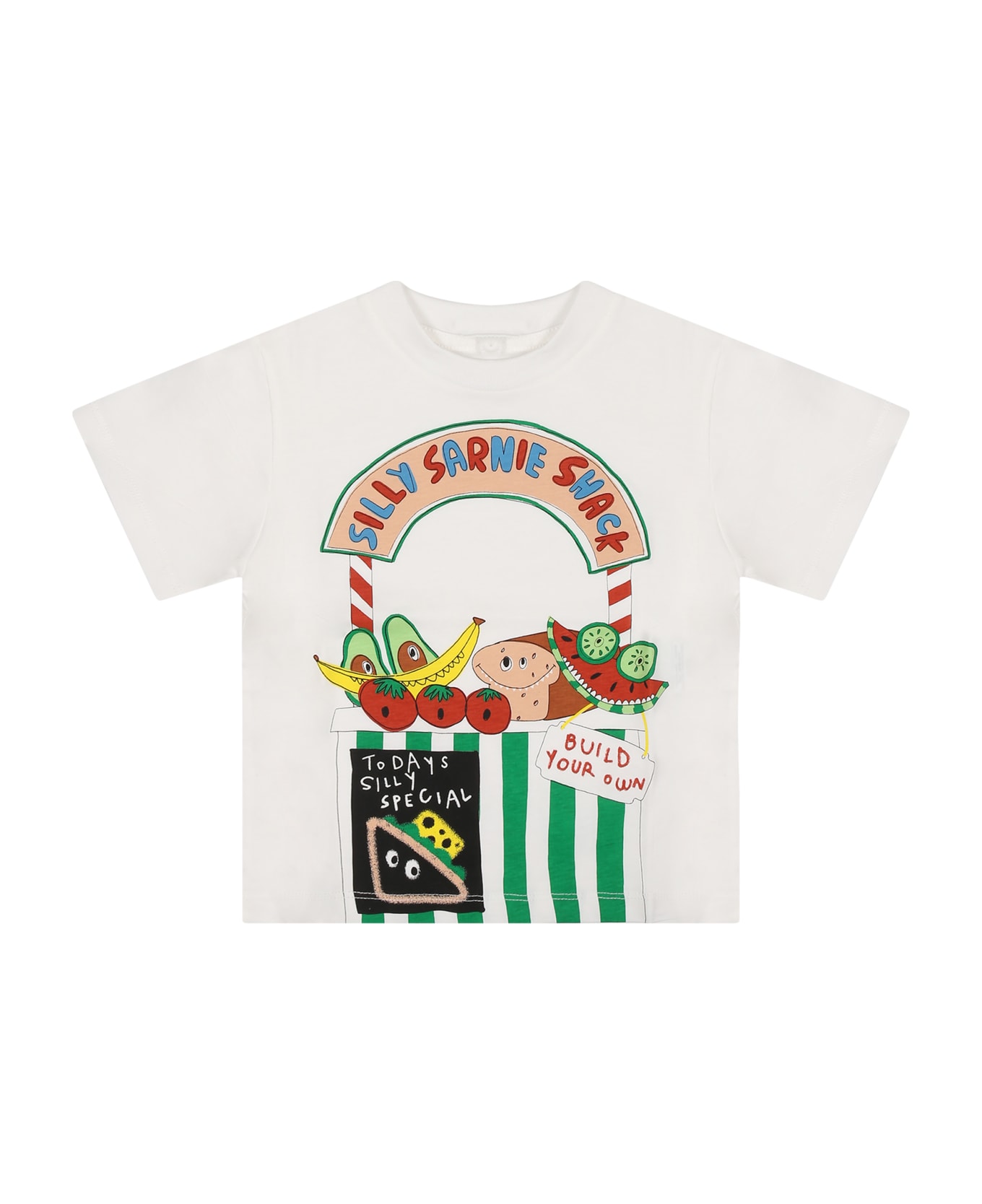 Stella McCartney Kids White T-shirt For Baby Boy With Fruit Print - White