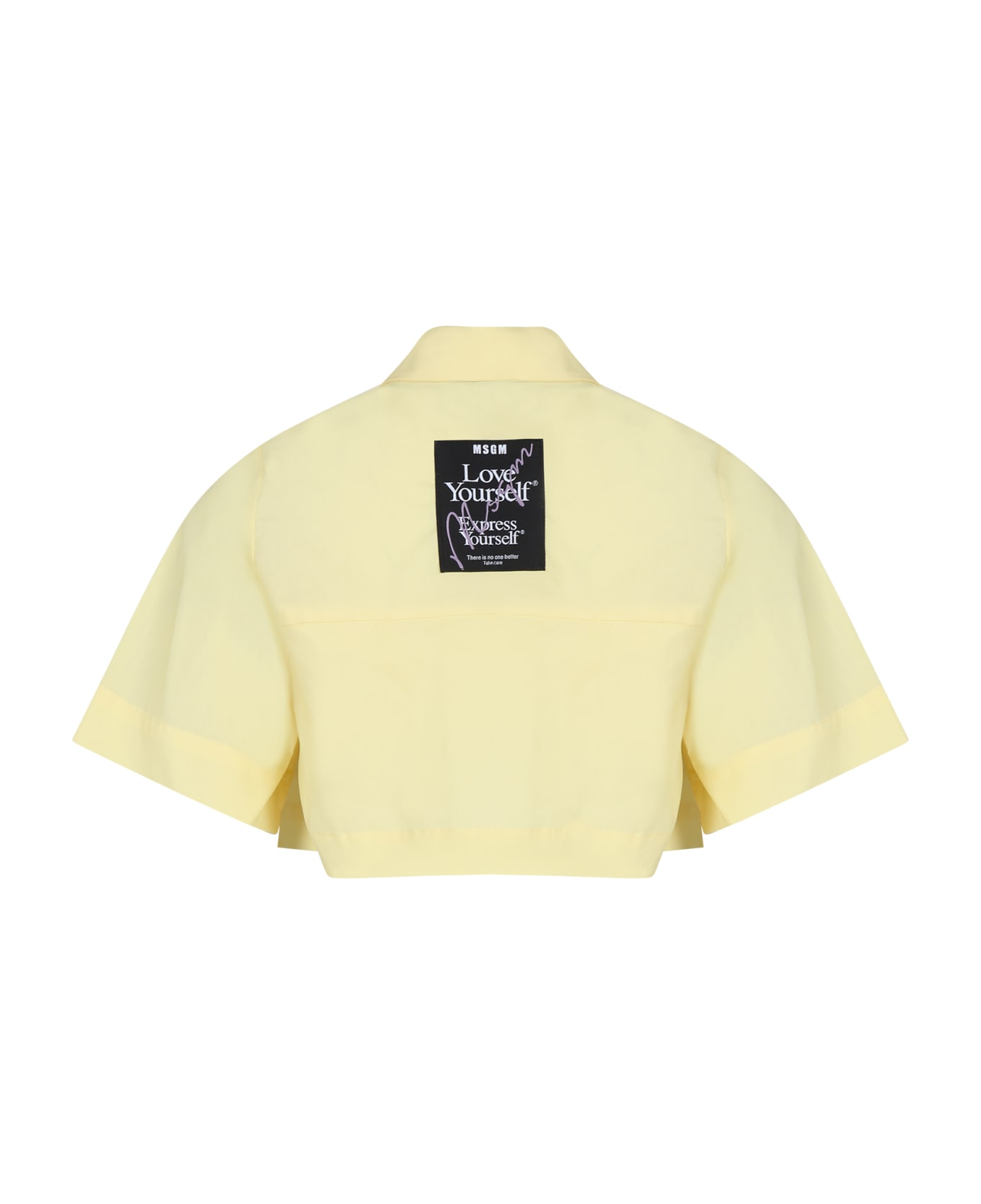 MSGM Yellow Crop Shirt For Girl With Logo - Yellow シャツ