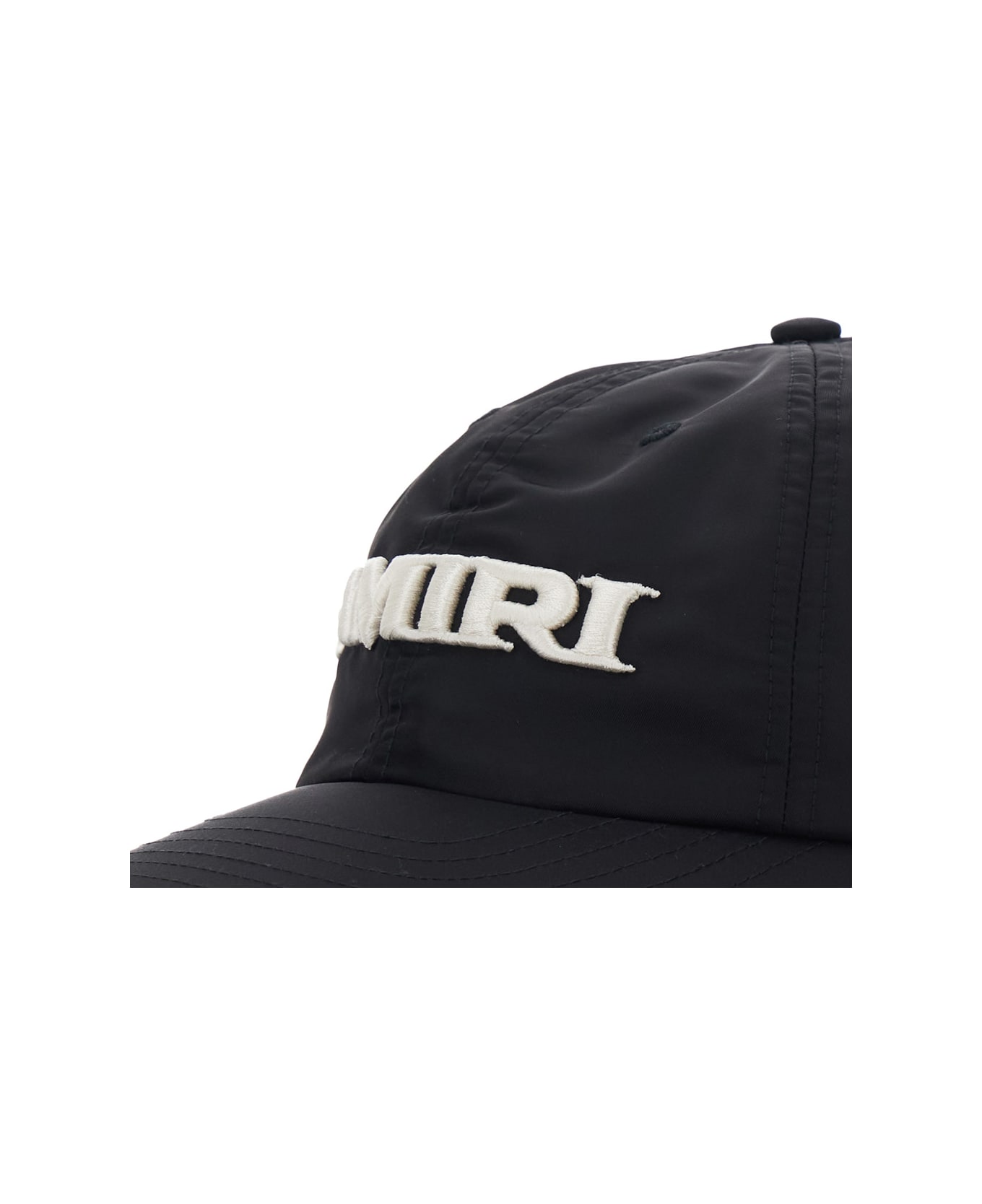 AMIRI Black Baseball Cap With With Logo Lettering Embroidery In Tech Fabric Man - Black