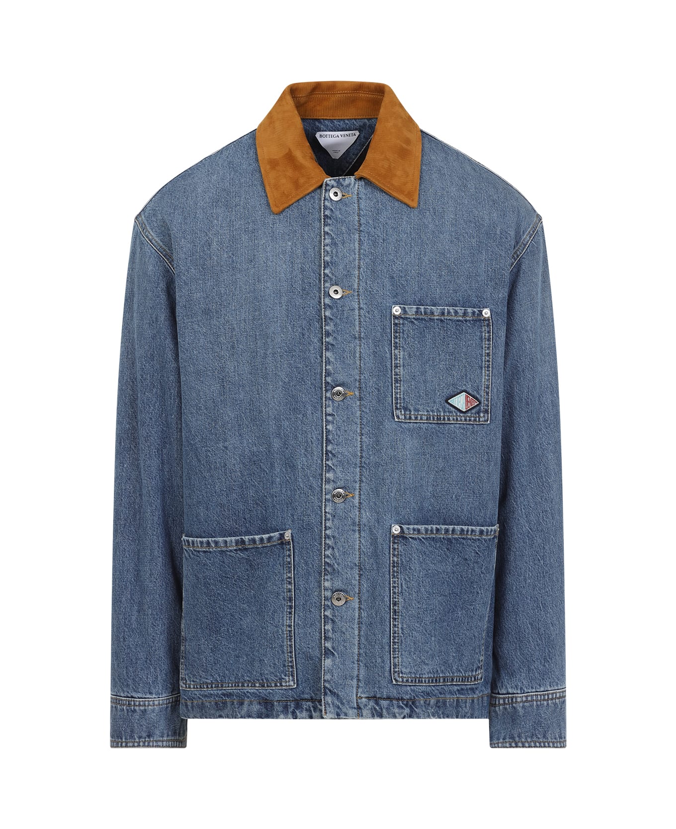 Bottega Veneta Suede Collar Denim Jacket - Mid Blue