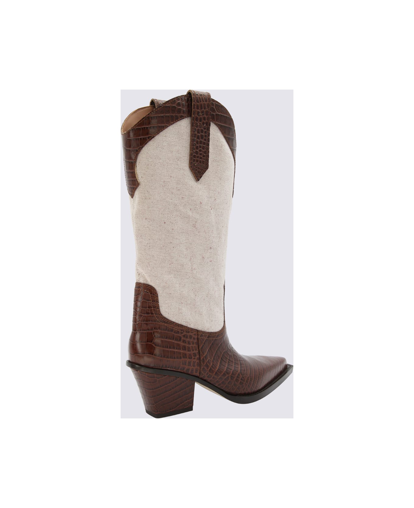 Paris Texas White And Brown Leather Rosario Boots - CIOCCOLATO/BROWN NATURALE ブーツ