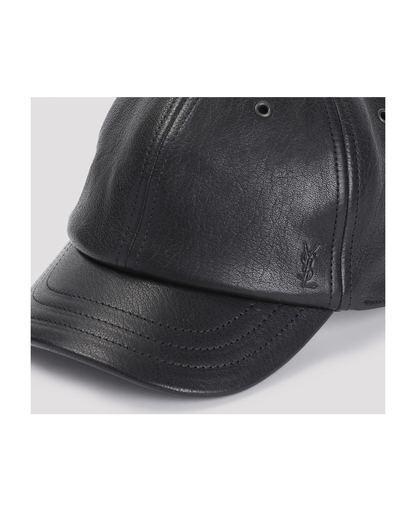 Saint Laurent Leather Cap - BLACK