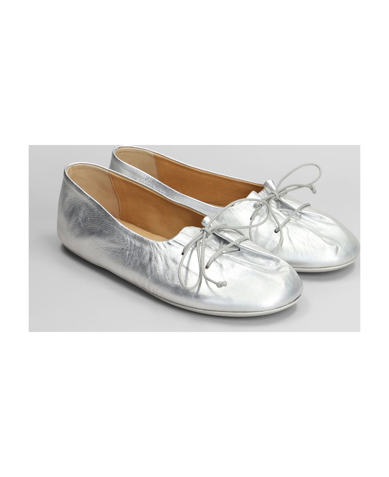Marsell Girella Ballet Flats In Silver Leather - silver