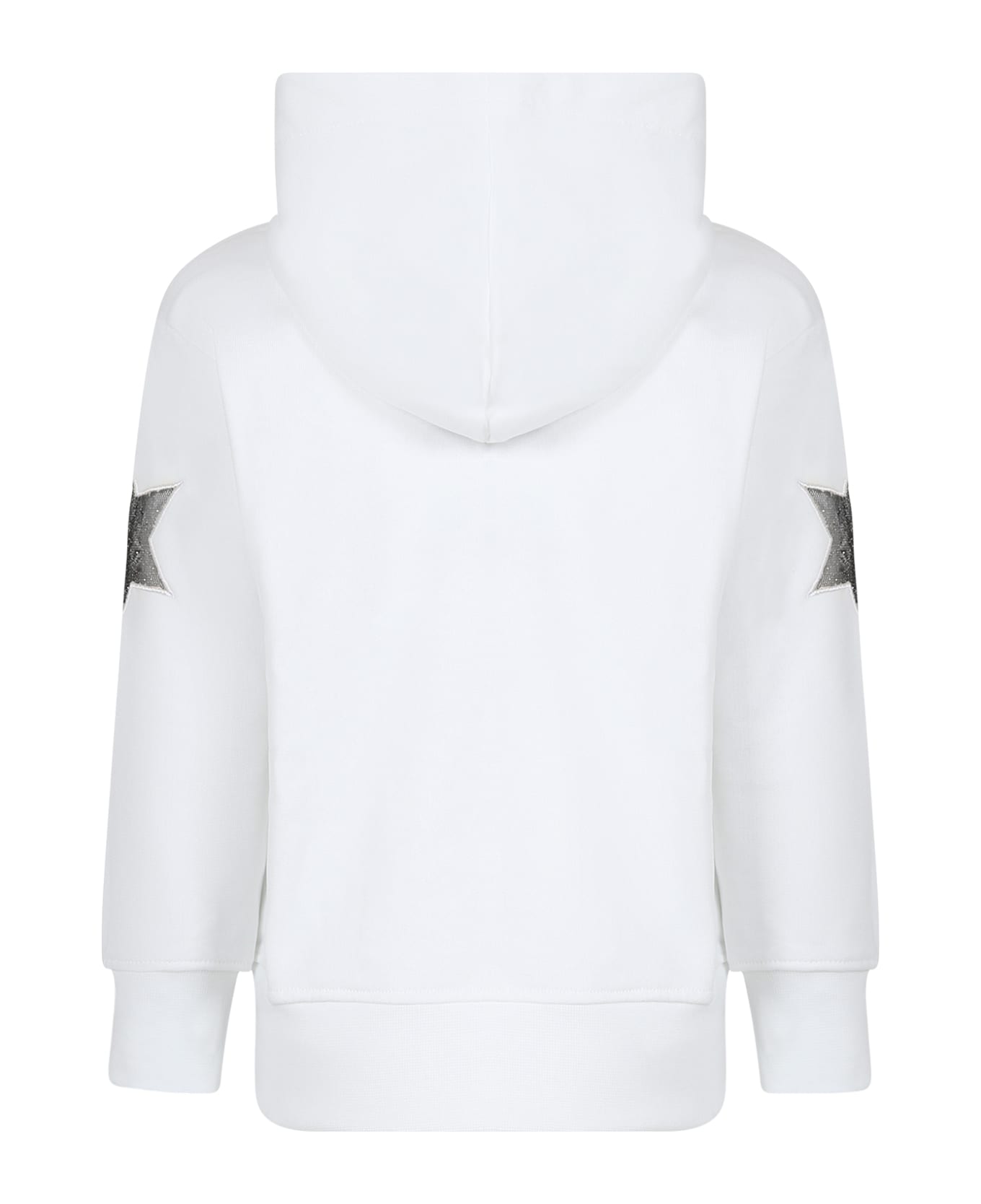 MSGM White Sweatshirt For Girl With Logo And Stars - White
