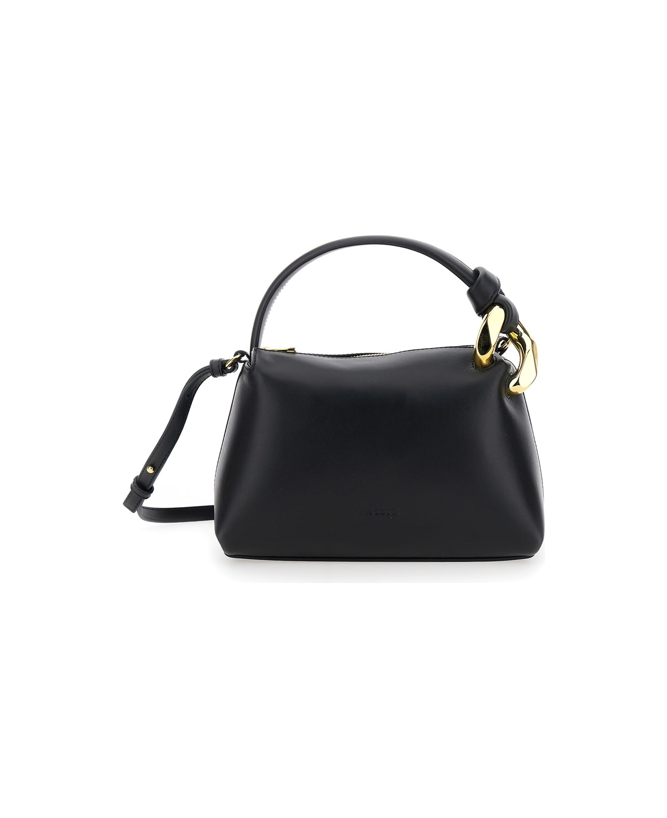J.W. Anderson 
corner Small
 Black Handbag With Metallic Knot Detail In Leather Woman - Black
