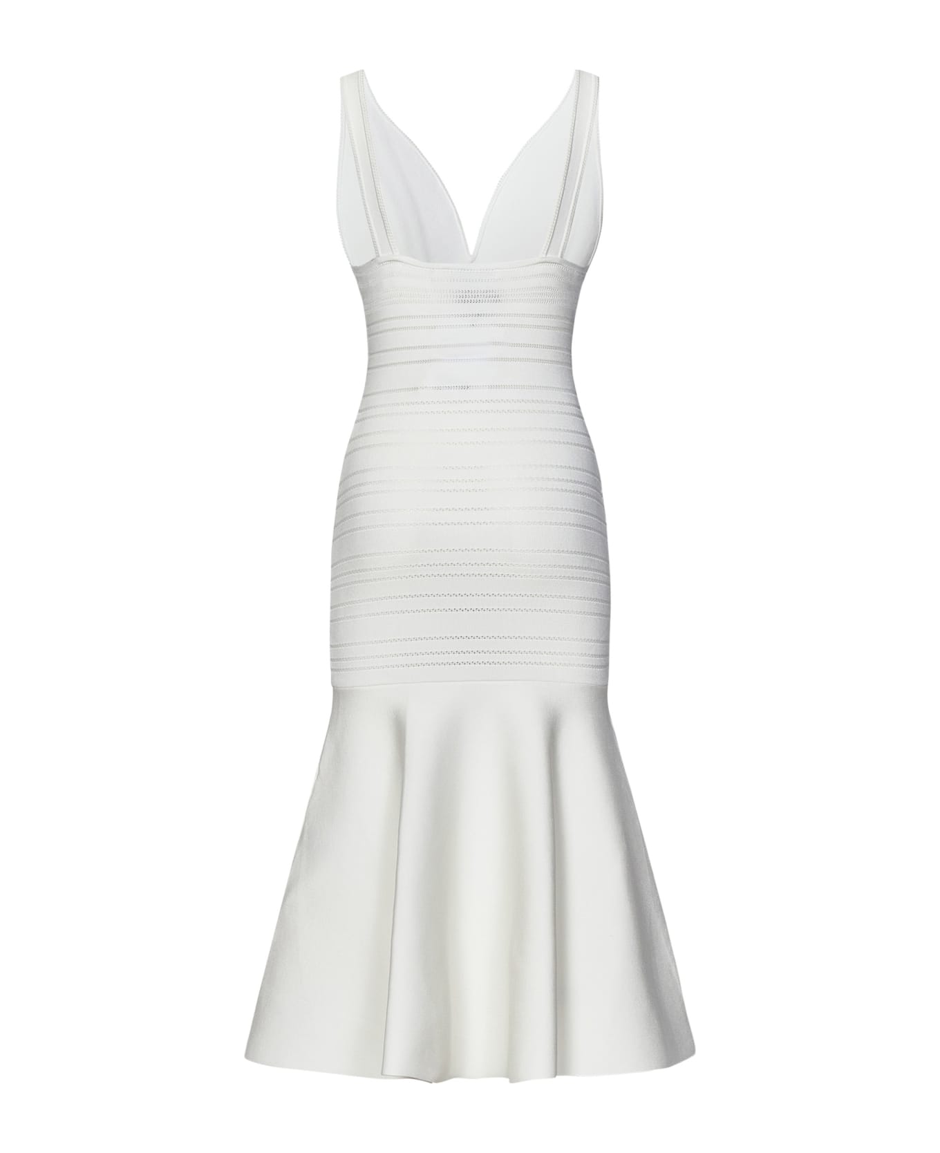 Victoria Beckham Frame Detail Dress Midi Dress - White