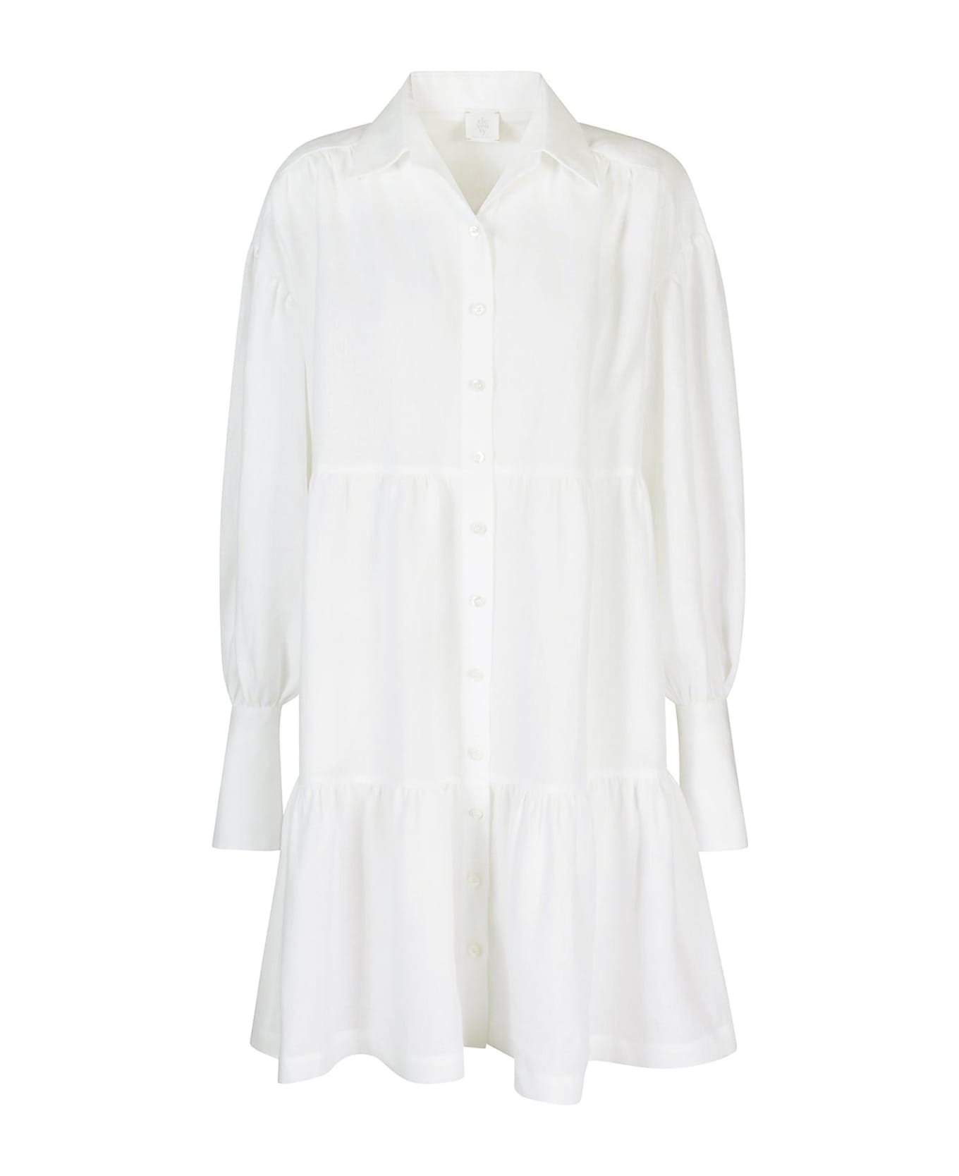 Eleventy Short White Dress With Long Sleeves - BIANCO