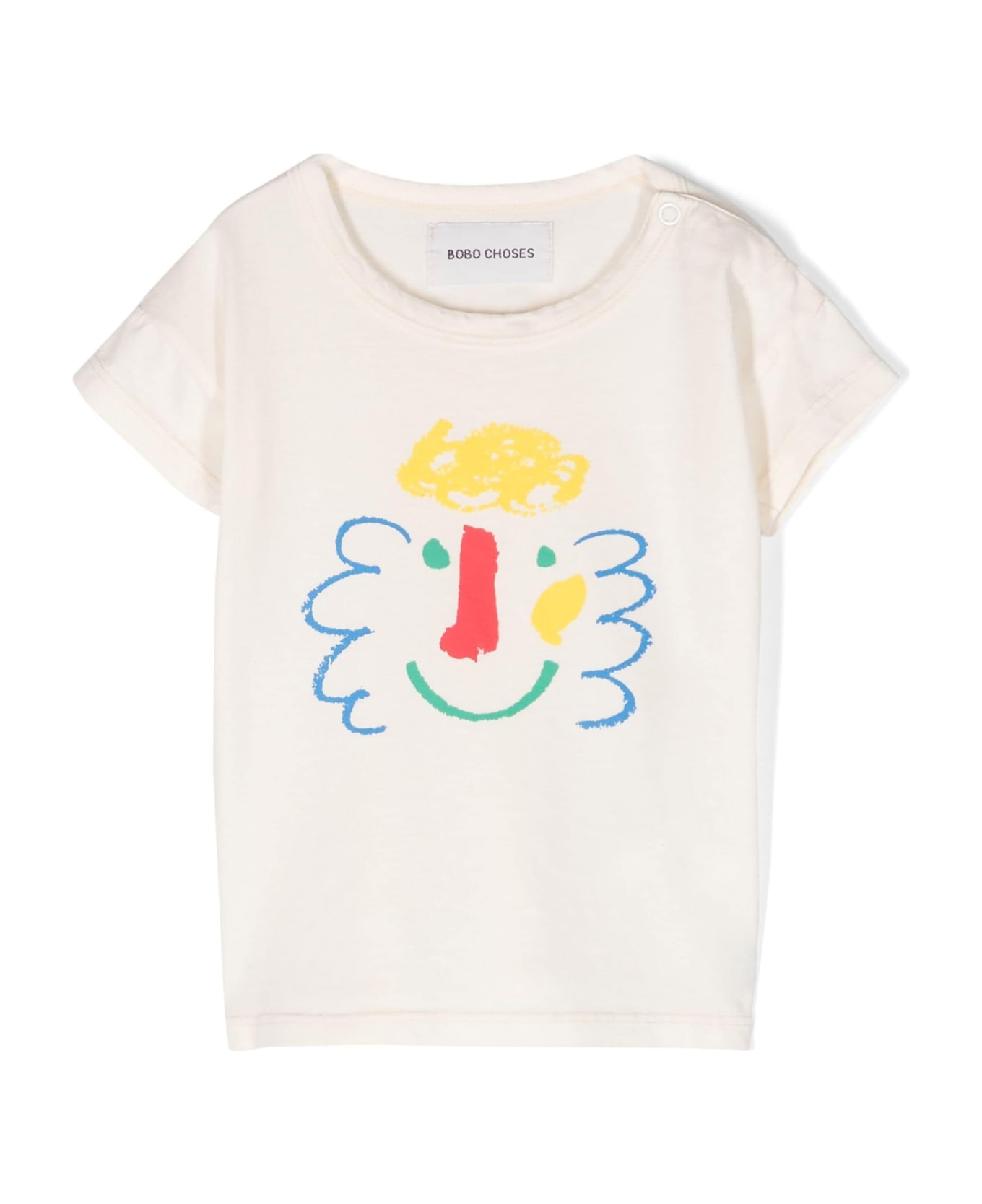 Bobo Choses Ivory T-shirt For Baby Boy With Multicolor Print - Ivory Tシャツ＆ポロシャツ