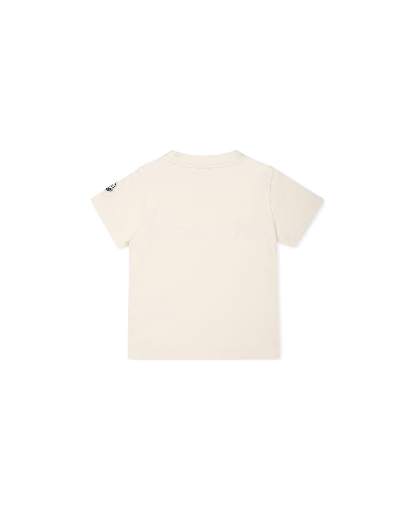 Moncler Ivory T-shirt For Baby Girl With Logo - Ivory