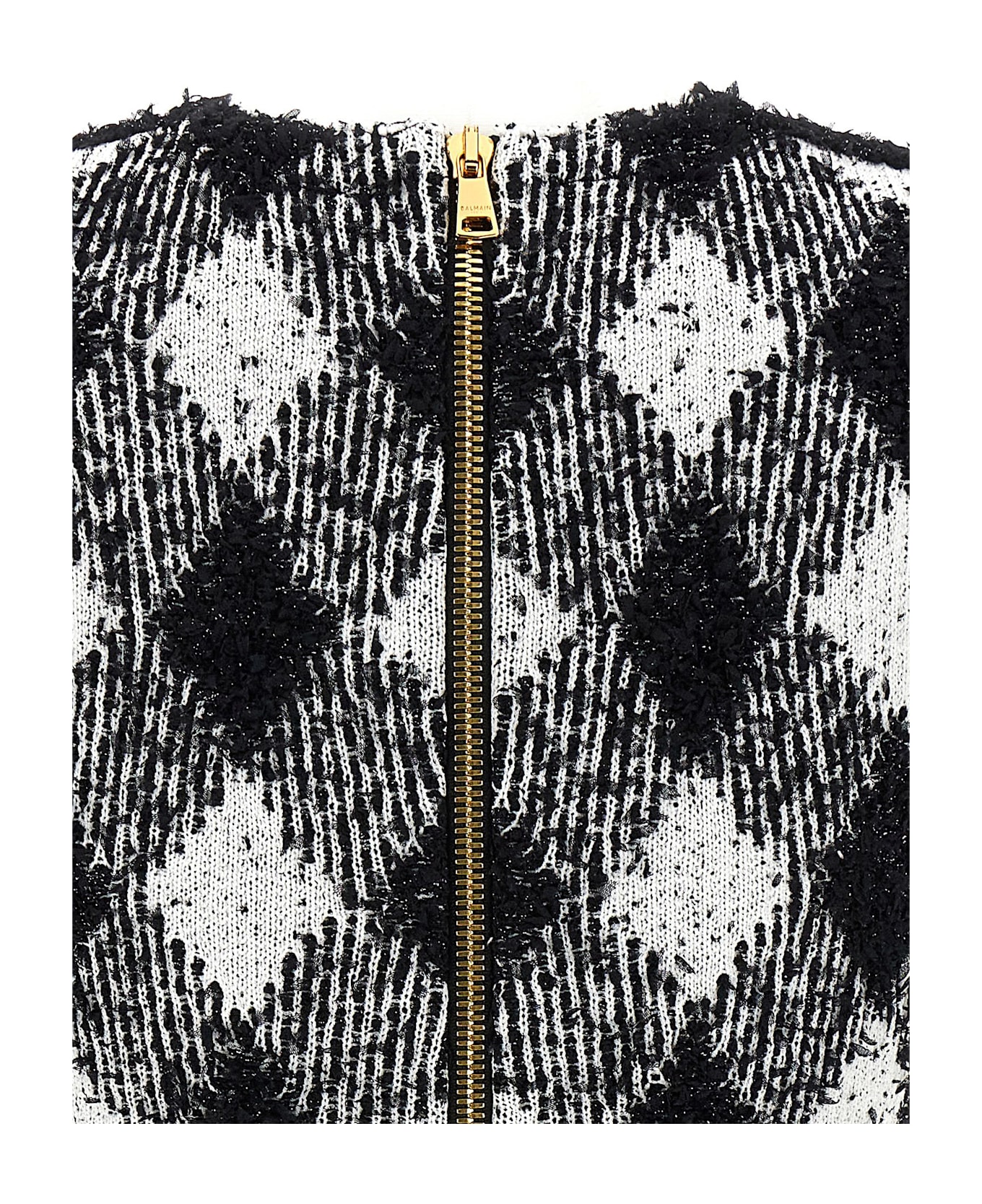 Balmain Vichy Tweed Dress - White/Black