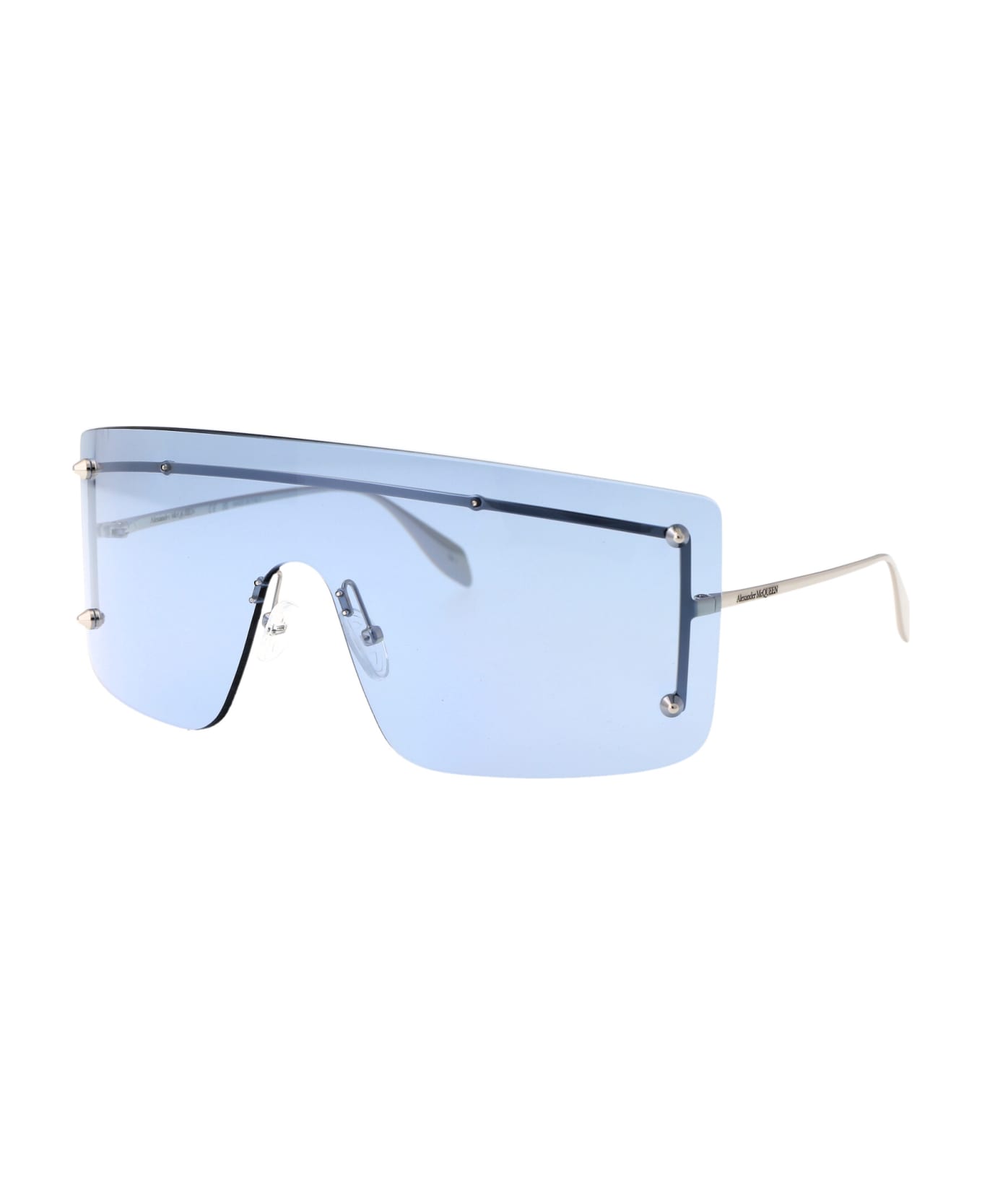 Alexander McQueen Eyewear Am0412s Sunglasses - 004 SILVER SILVER LIGHT BLUE