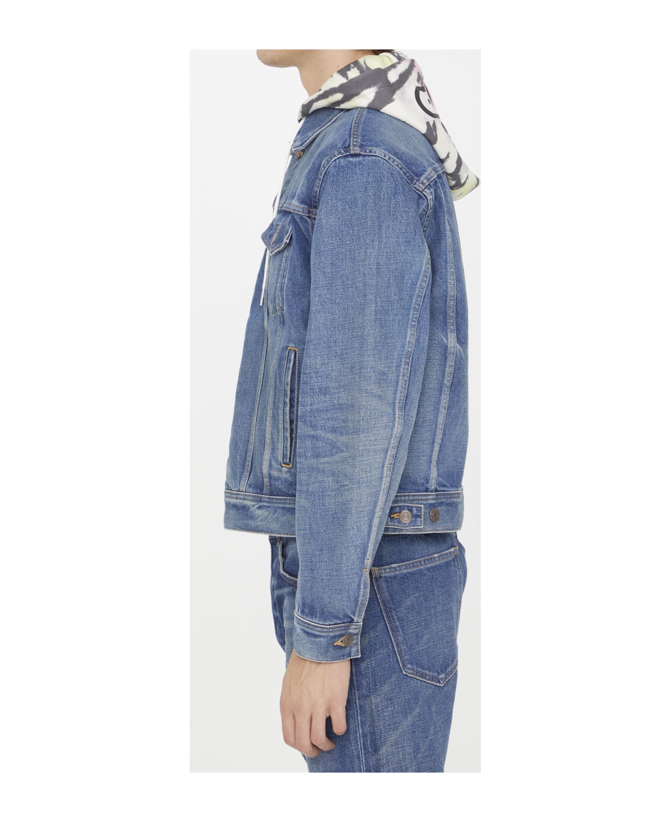 Celine Denim Jacket With Tie-dye Hood - Denim