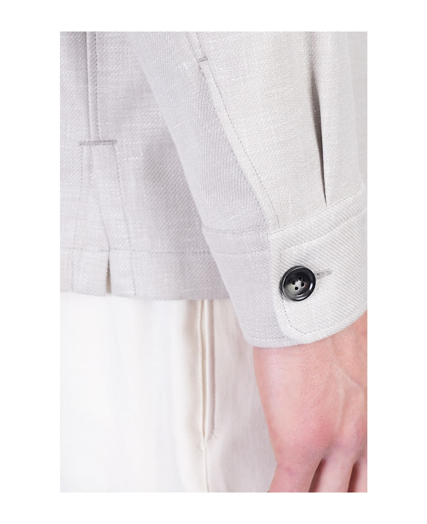 Zegna Casual Jacket In Beige Linen - beige
