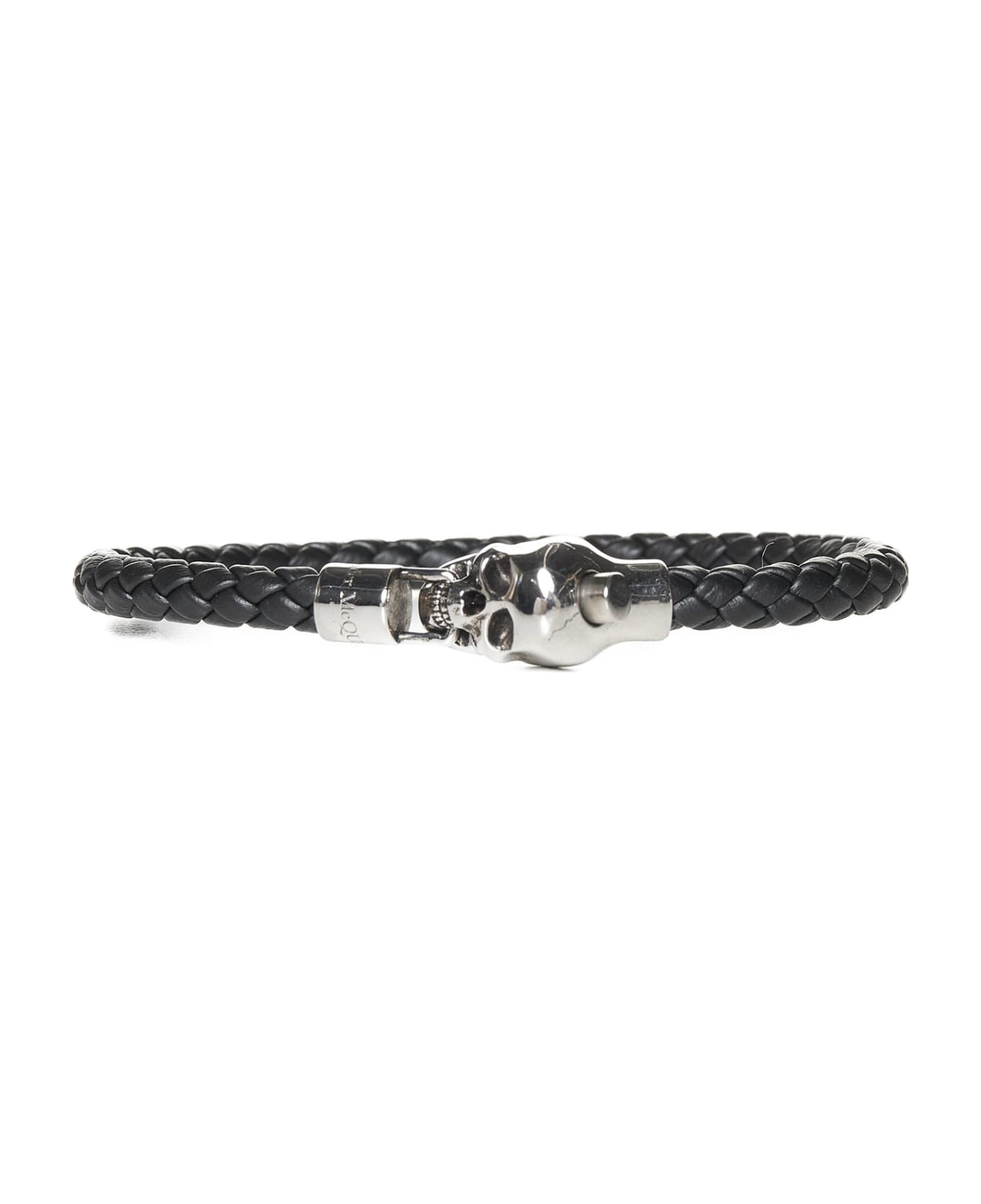 Alexander McQueen Braided Leather Bracelet - Black ブレスレット