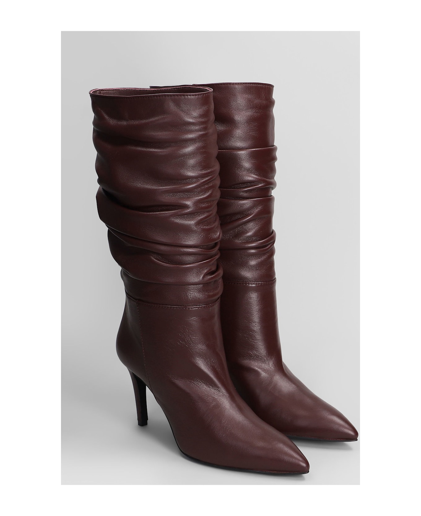 Via Roma 15 High Heels Boots In Bordeaux Leather - bordeaux