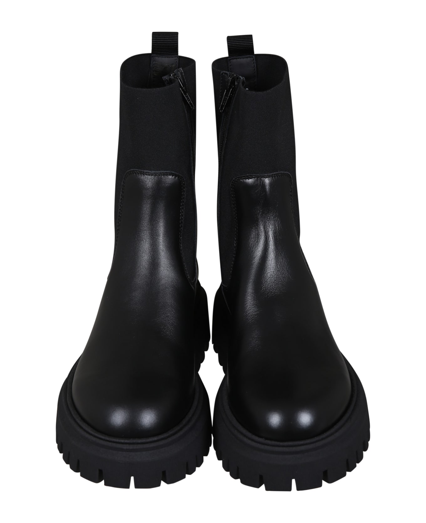 Moncler Black Boots For Girl With Logo - Black シューズ