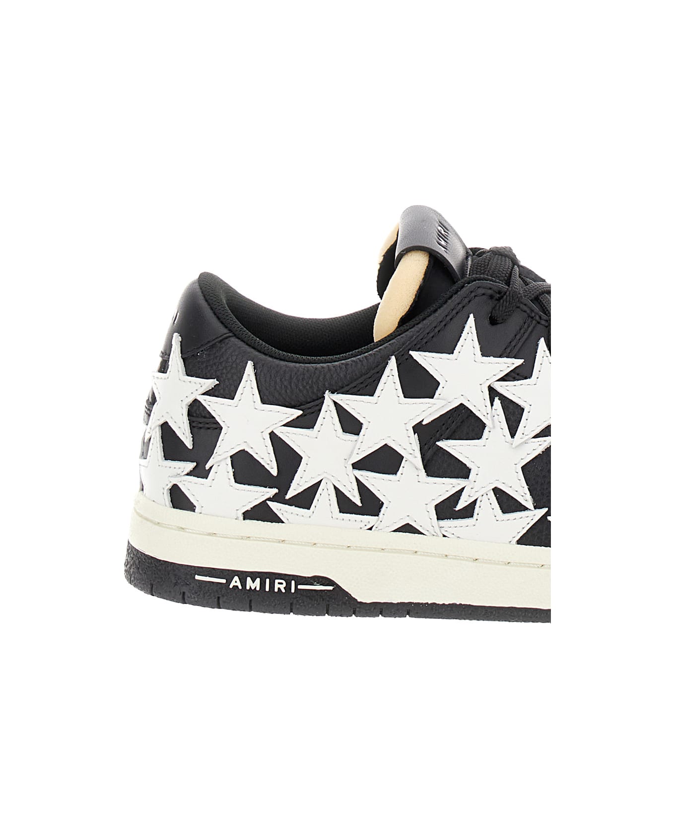 AMIRI 'stars Court' Black And White Low Top Sneakers With Star Patches In Leather Man - Black