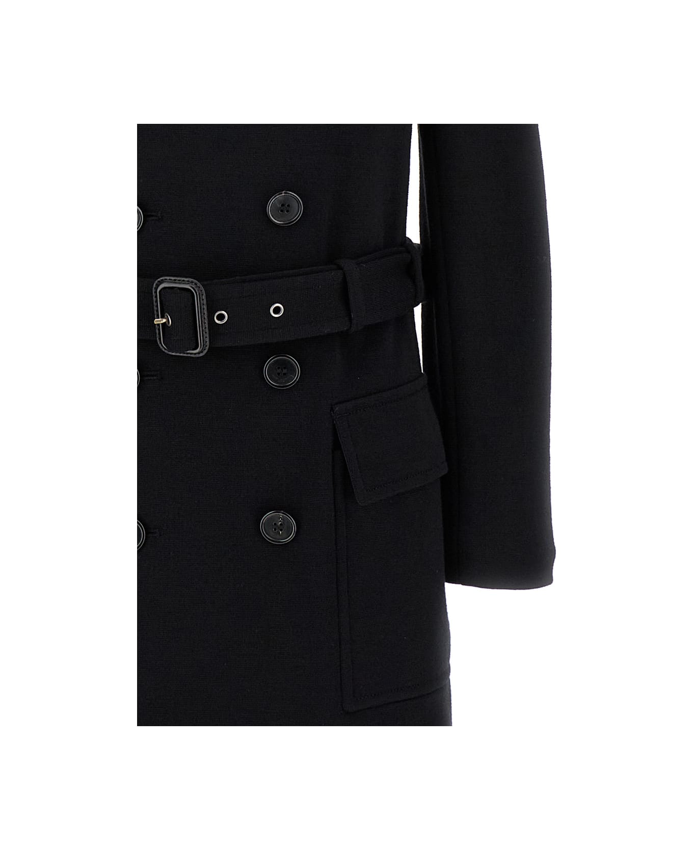 Saint Laurent Black Double-breasted 'saharienne' Jacket In Wool Blend Woman - Black