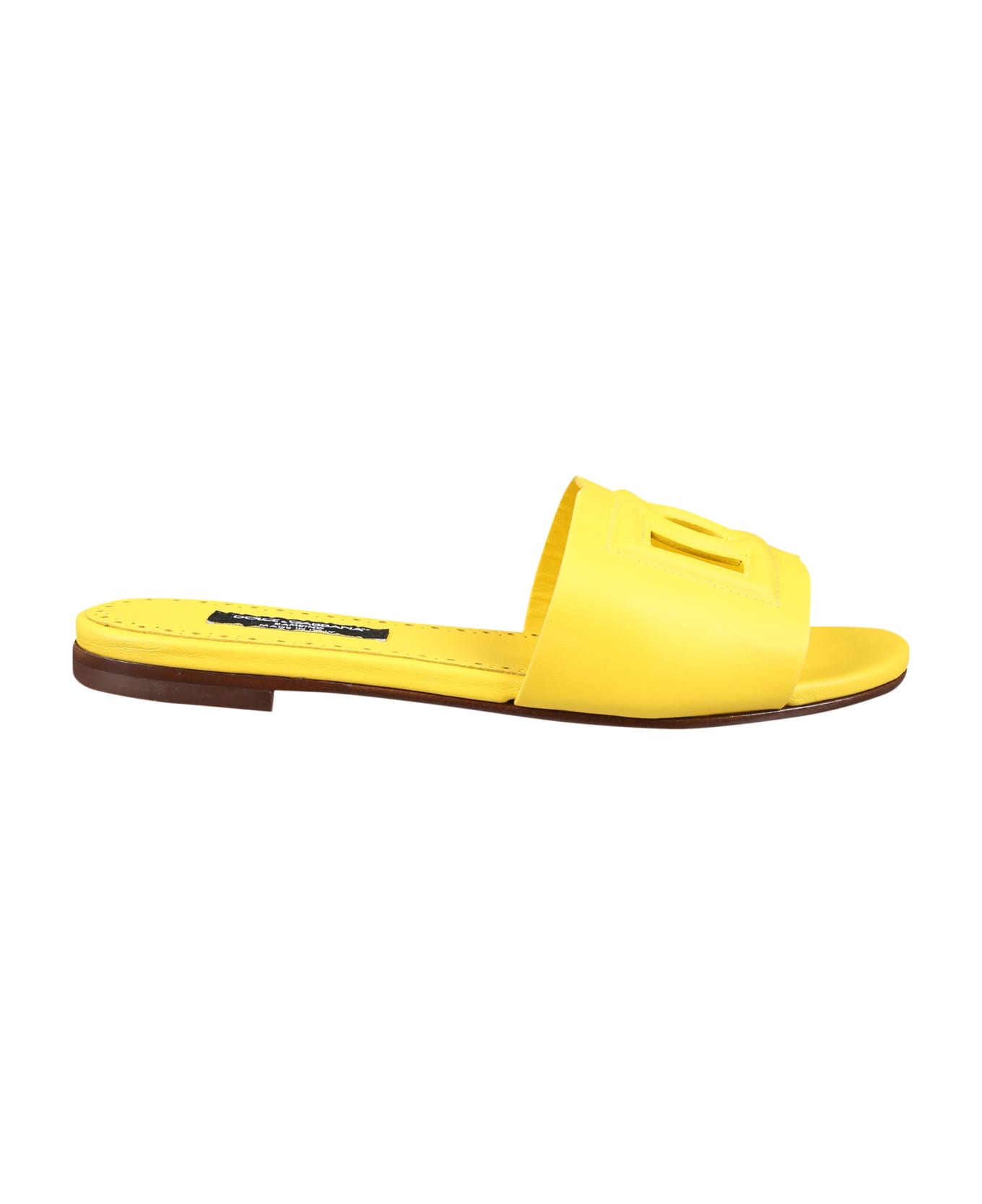 Dolce & Gabbana Yellow Sandals For Girl With Logo - Yellow