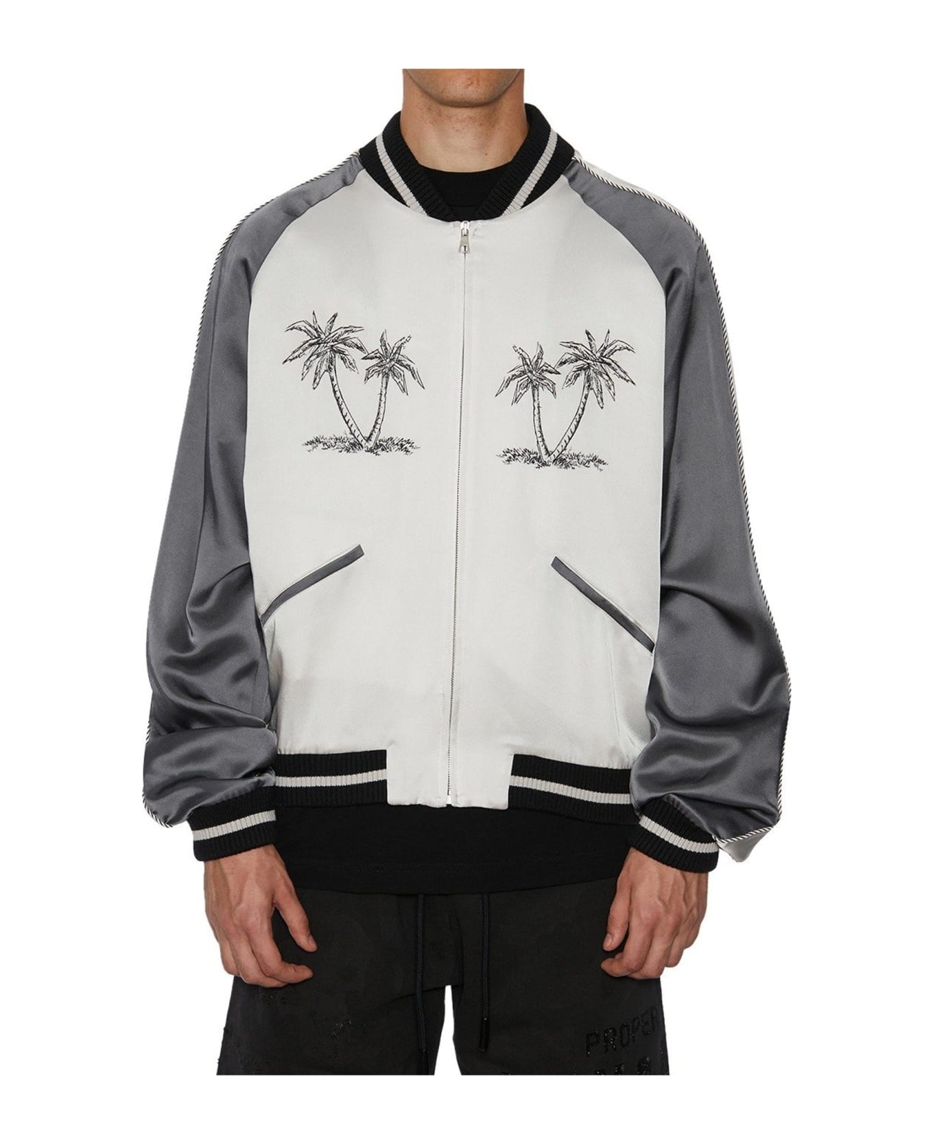 Palm Angels Palms Souvenir Bomber Jacket - Gray