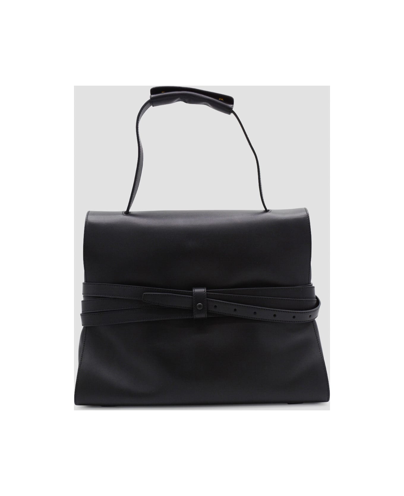 Moschino Black Leather Top Handle Bag - Black
