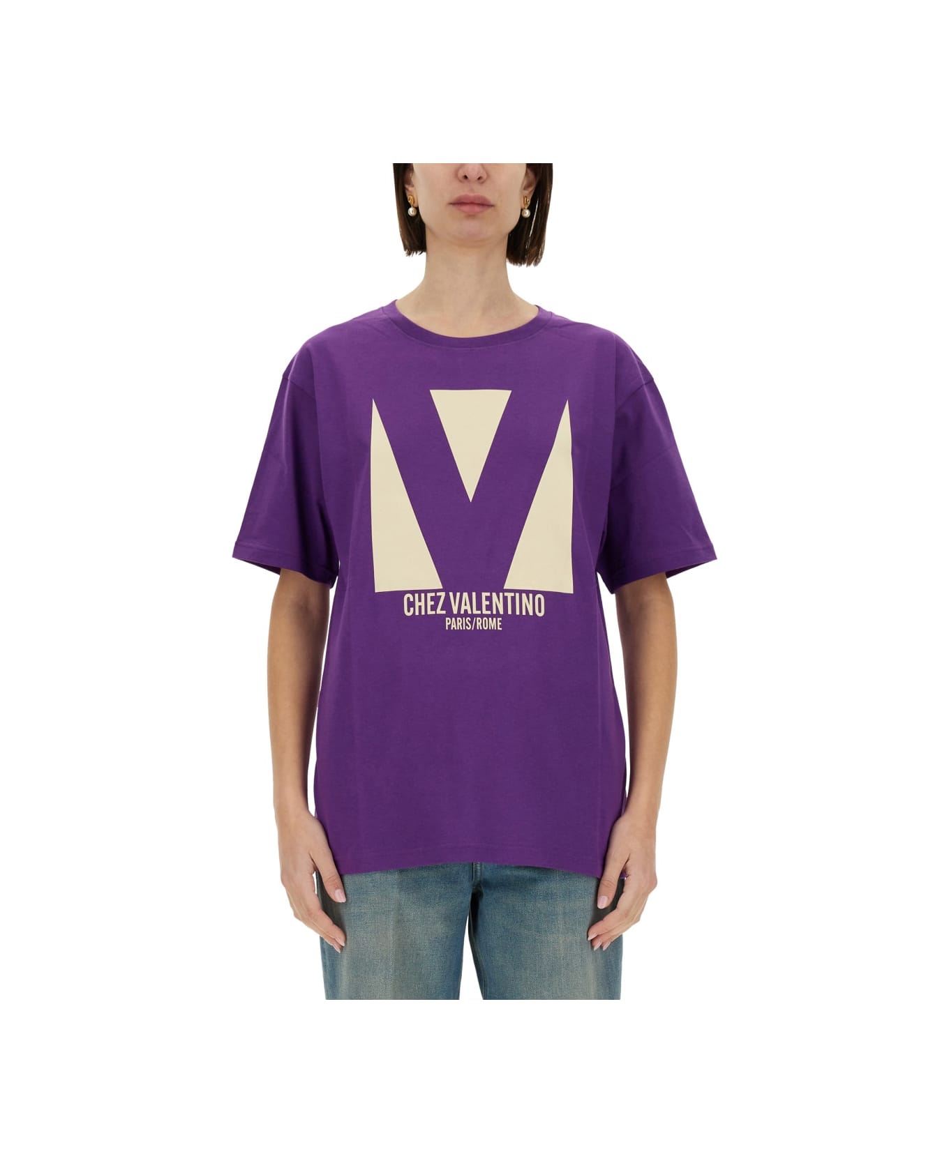 Valentino "chez Valentino" Print T-shirt - PURPLE