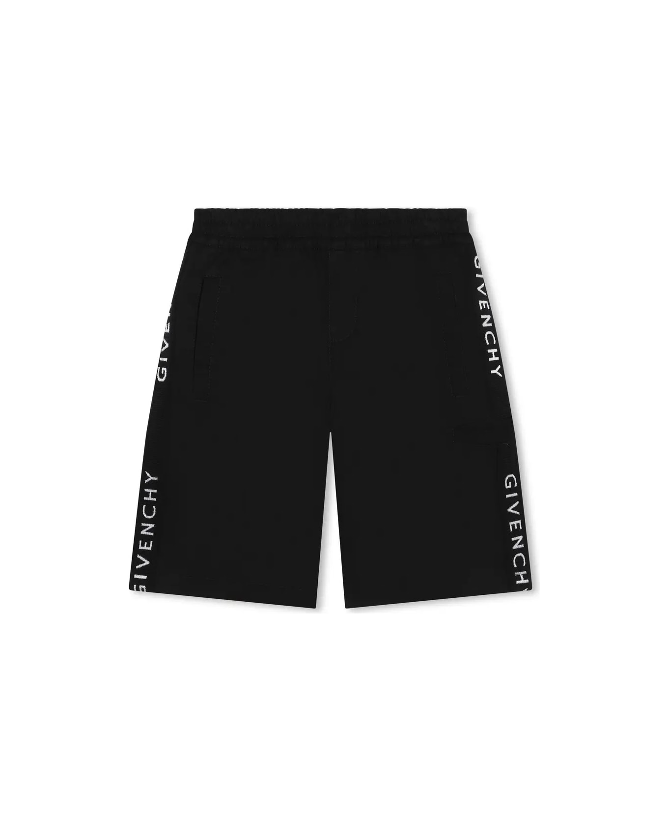 Givenchy Black Shorts With Logo Band - Black
