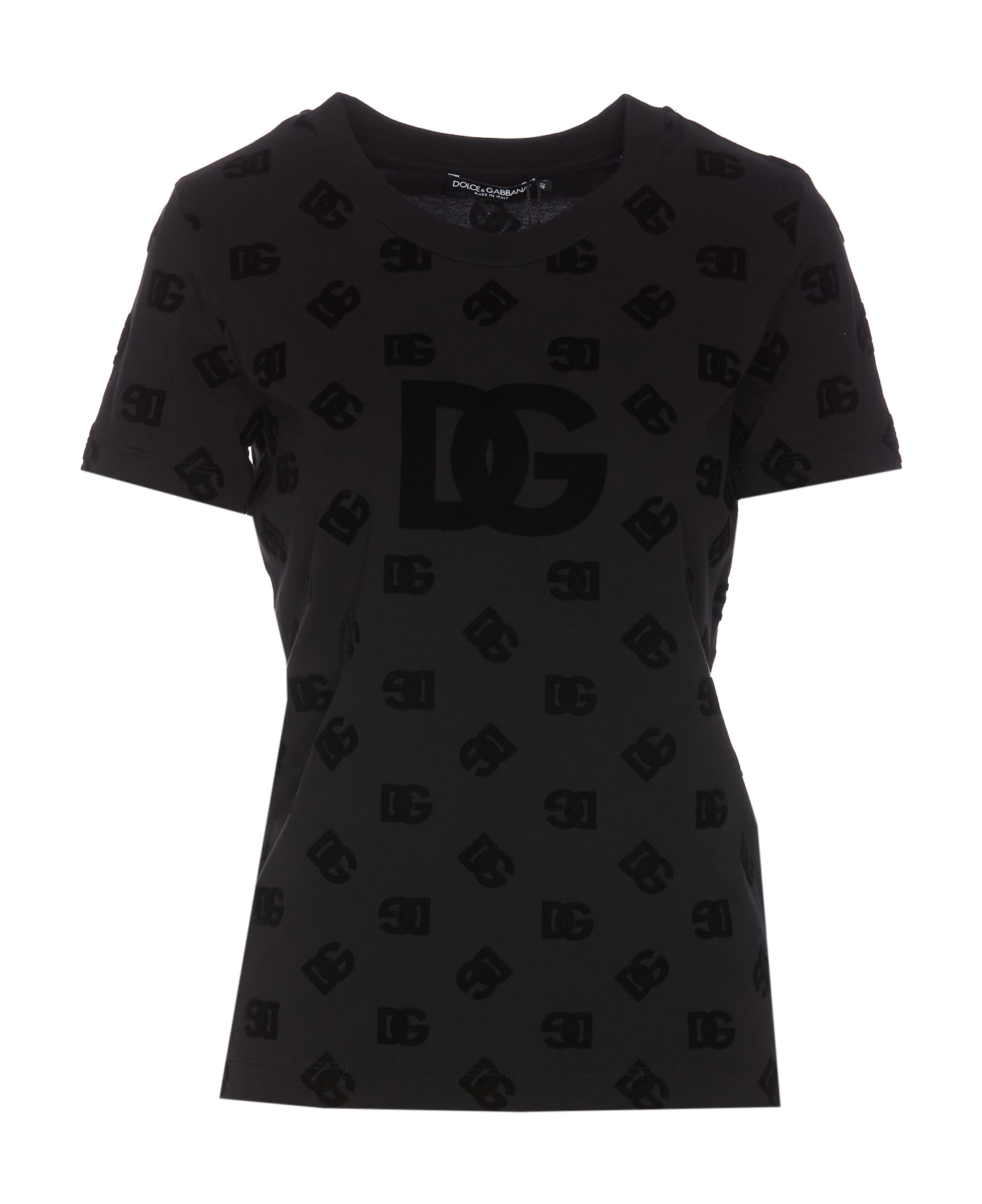 Dolce & Gabbana All Over Flocked Dg Logo T-shirt